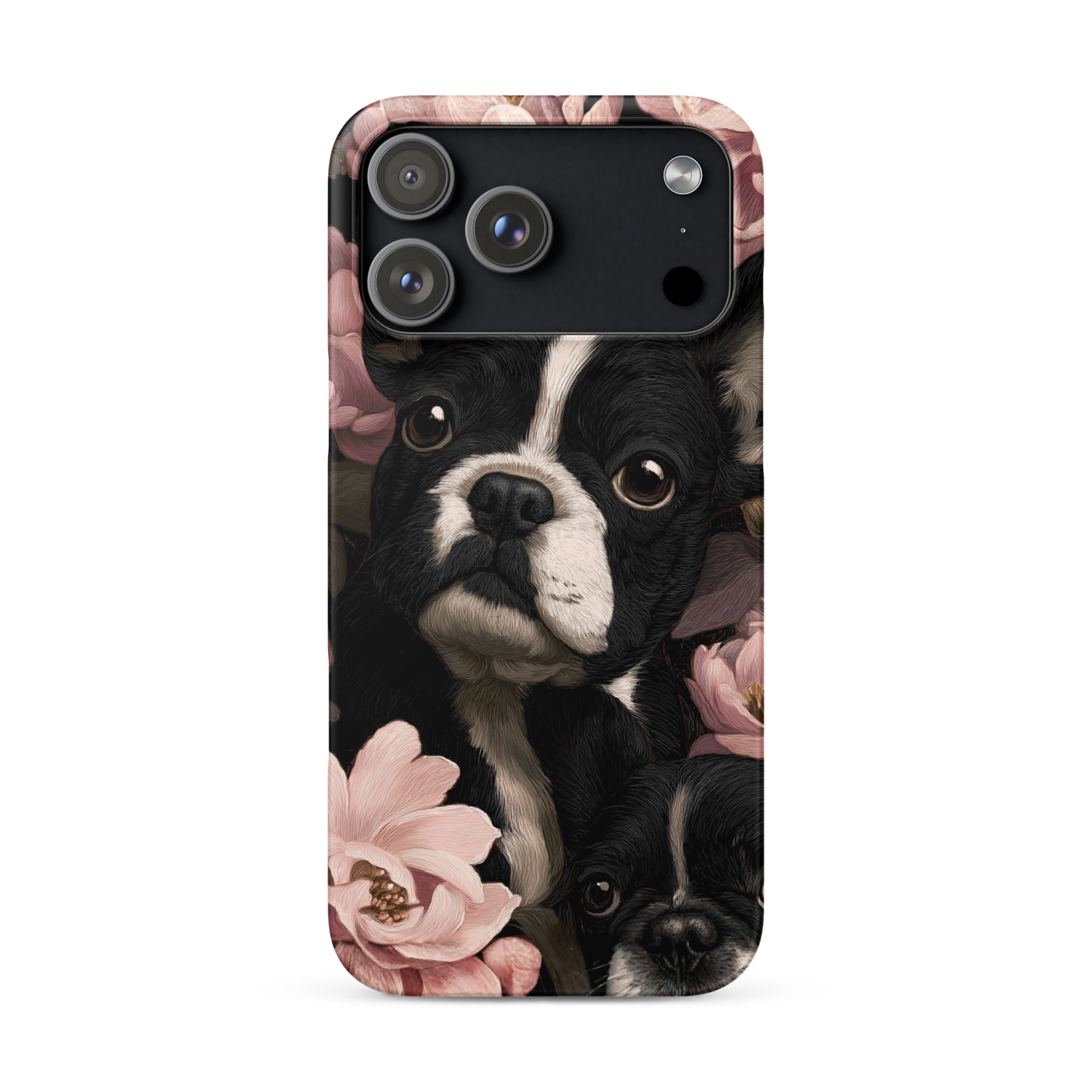 French Bulldog Floral iPhone® Case | Elegant Frenchie Dog Lover Gift | Protective Snap Phone Case | Aesthetic Pet Art Accessory for Frenchie Moms