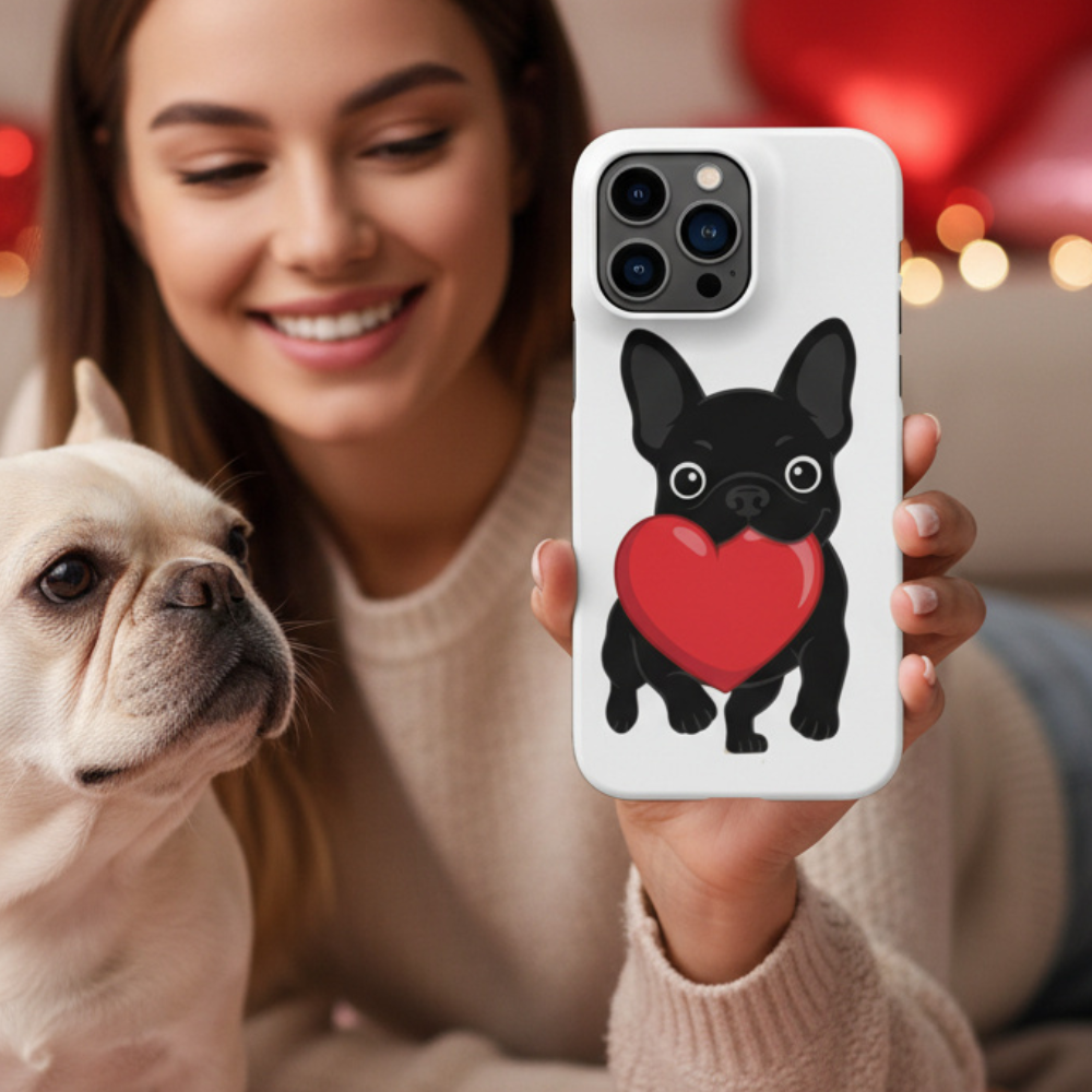French Bulldog Valentine Snap case for iPhone®  – Frenchie Heart Phone Cover