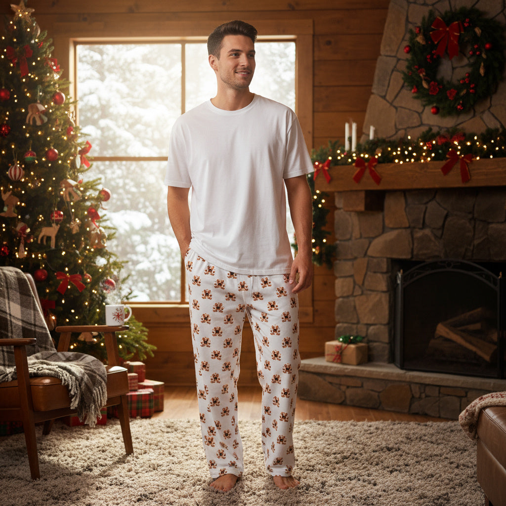 French Bulldog Gingerbread Cookie Wide-Leg Pants | Unisex All-Over Print Holiday Lounge Pants | Christmas Pajamas