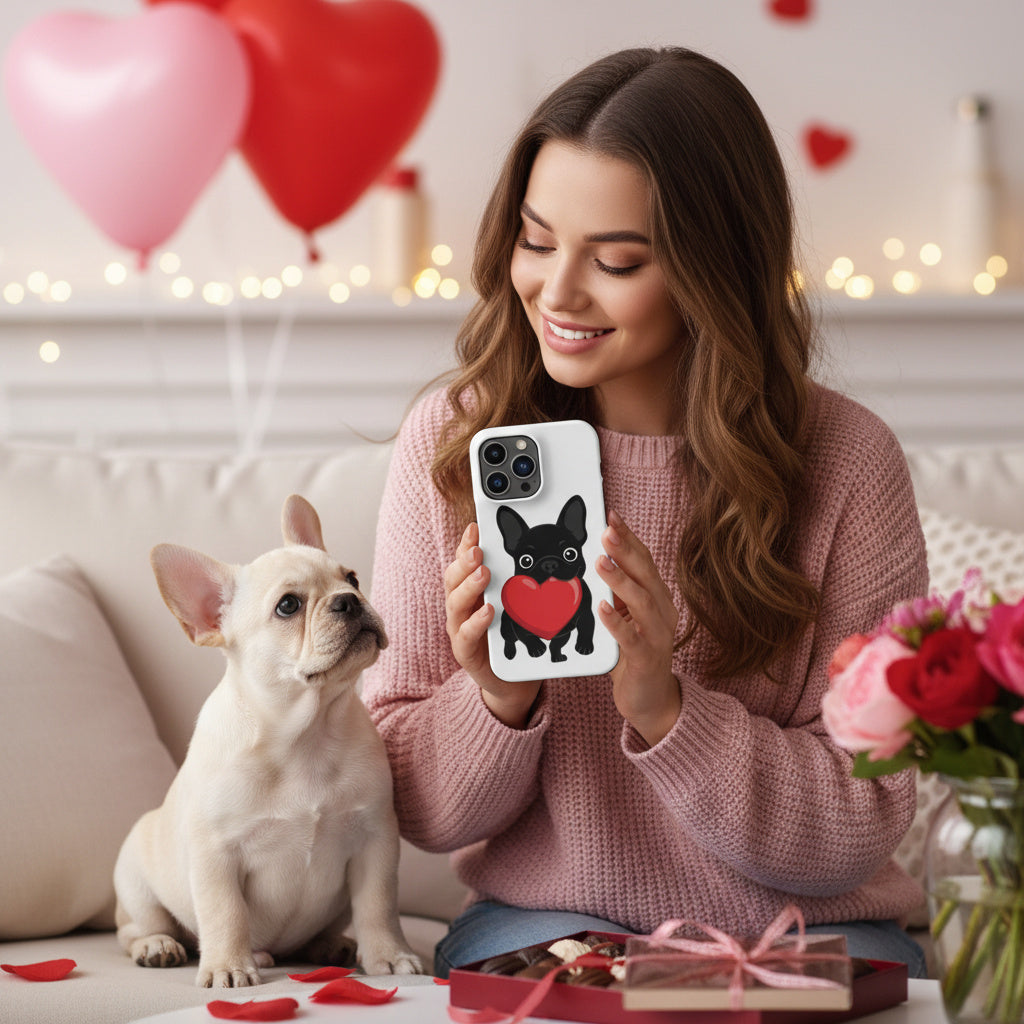 French Bulldog Valentine Snap case for iPhone®  – Frenchie Heart Phone Cover