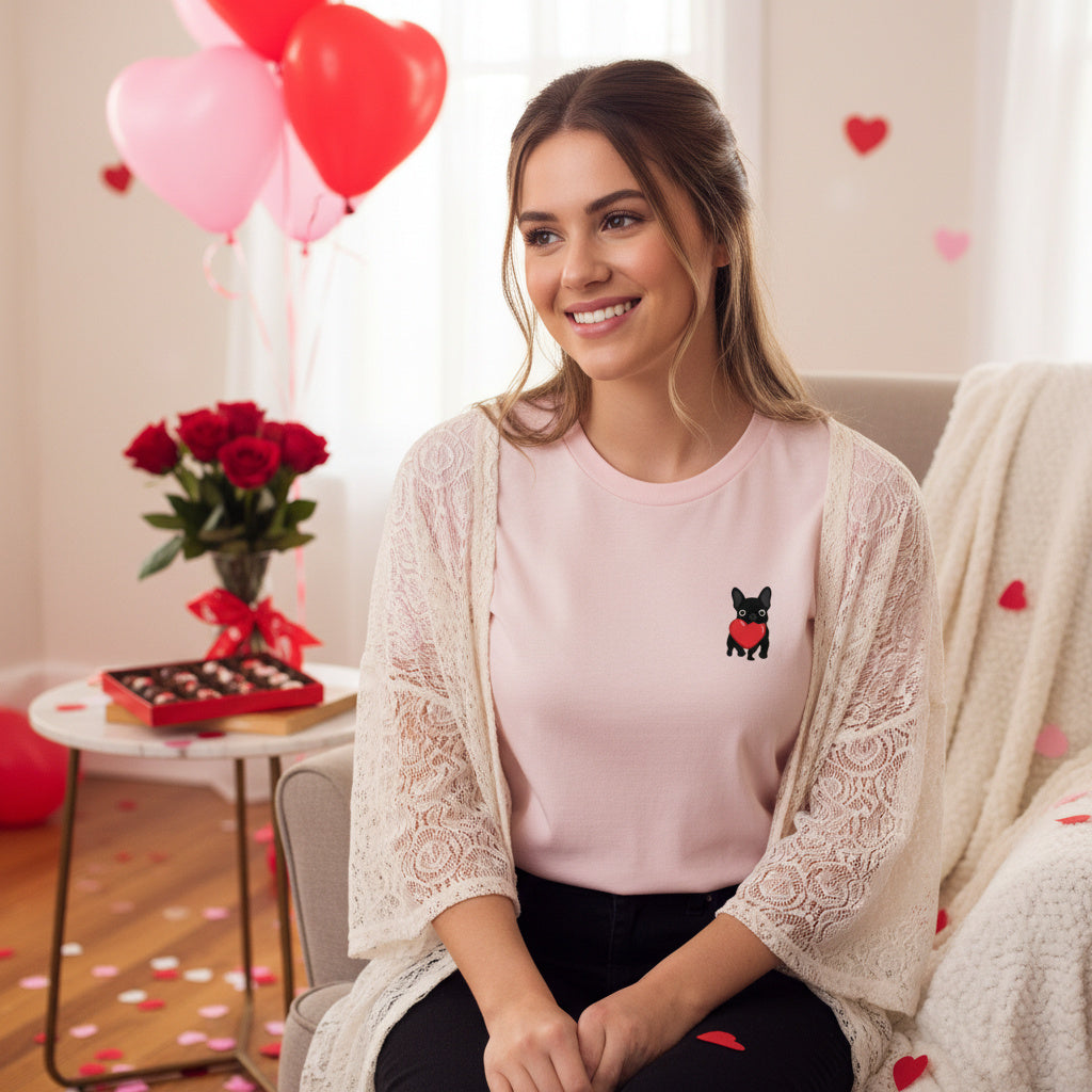 French Bulldog Valentine T-Shirt – Matching Frenchie Couple Tee