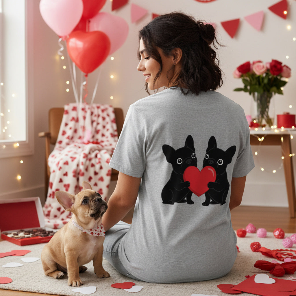 French Bulldog Valentine T-Shirt – Matching Frenchie Couple Tee