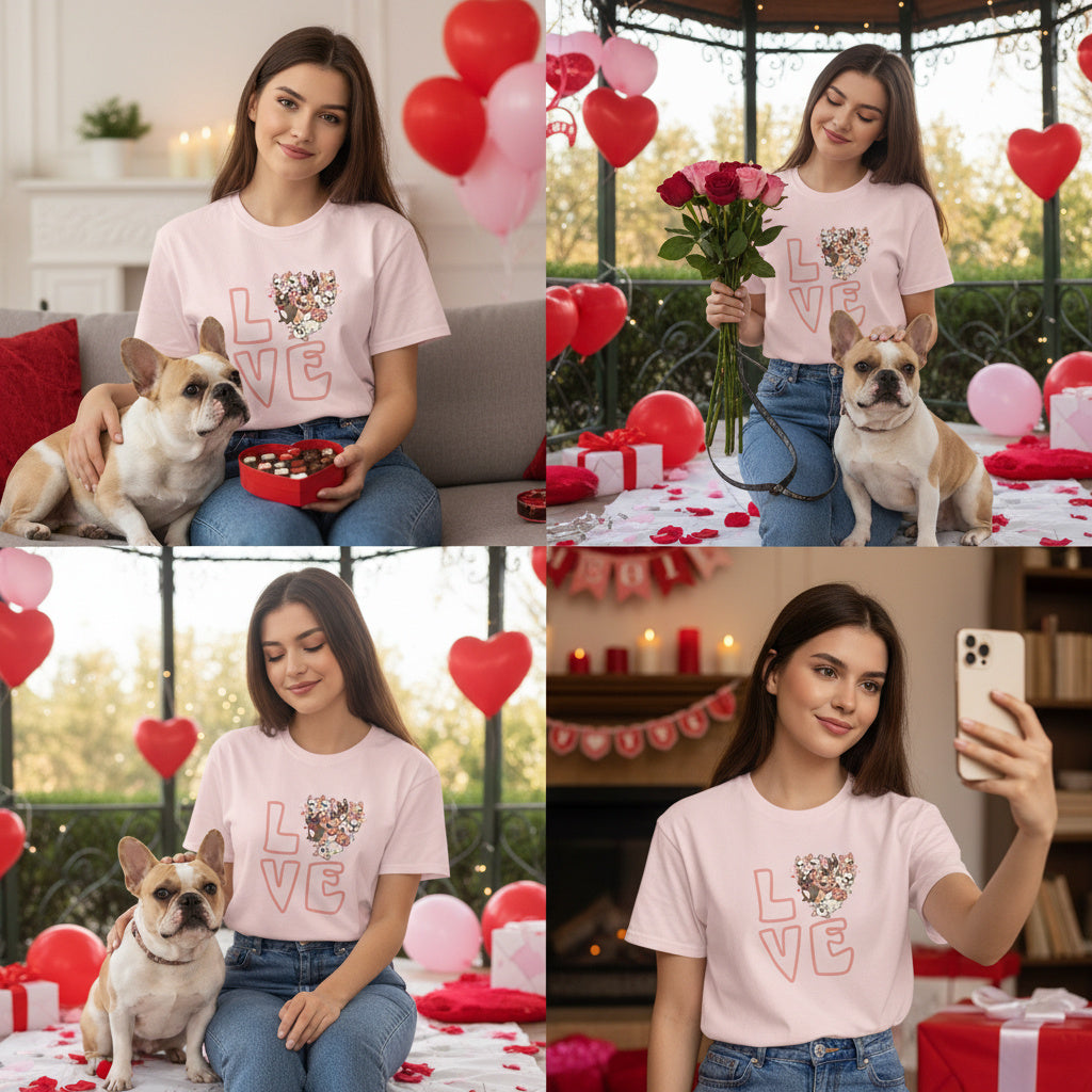 French Bulldog Valentine T-Shirt – Frenchie Love Dog Mom Tee