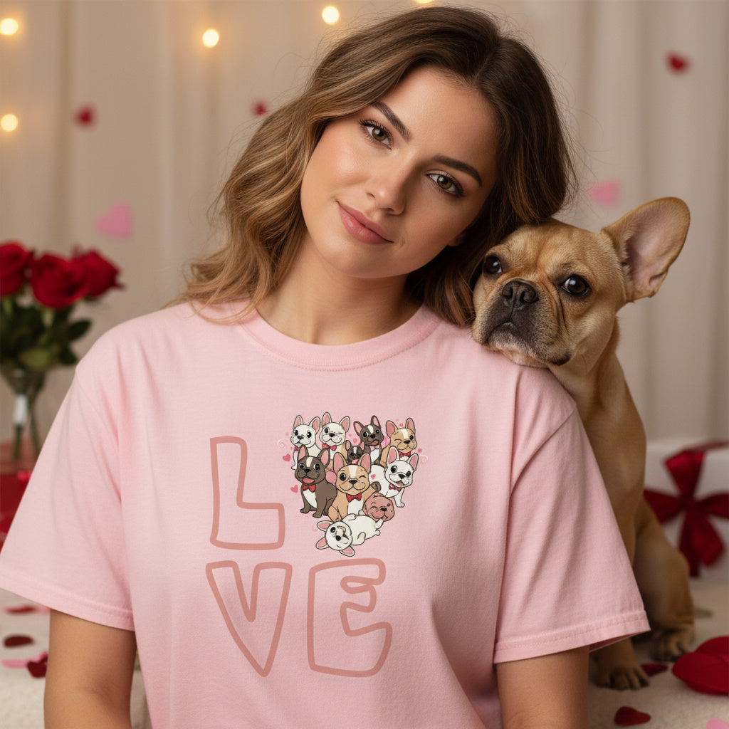 French Bulldog Valentine T-Shirt – Frenchie Love Dog Mom Tee