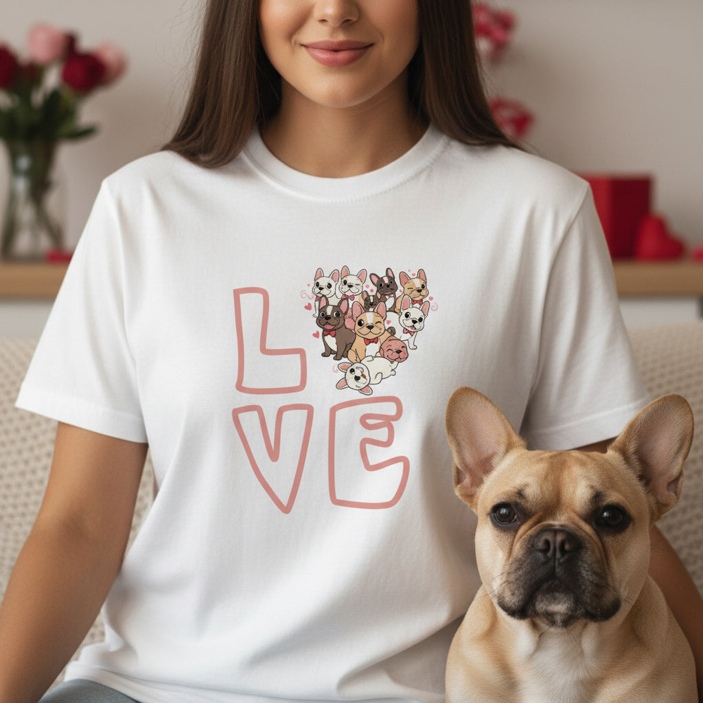 French Bulldog Valentine T-Shirt – Frenchie Love Dog Mom Tee