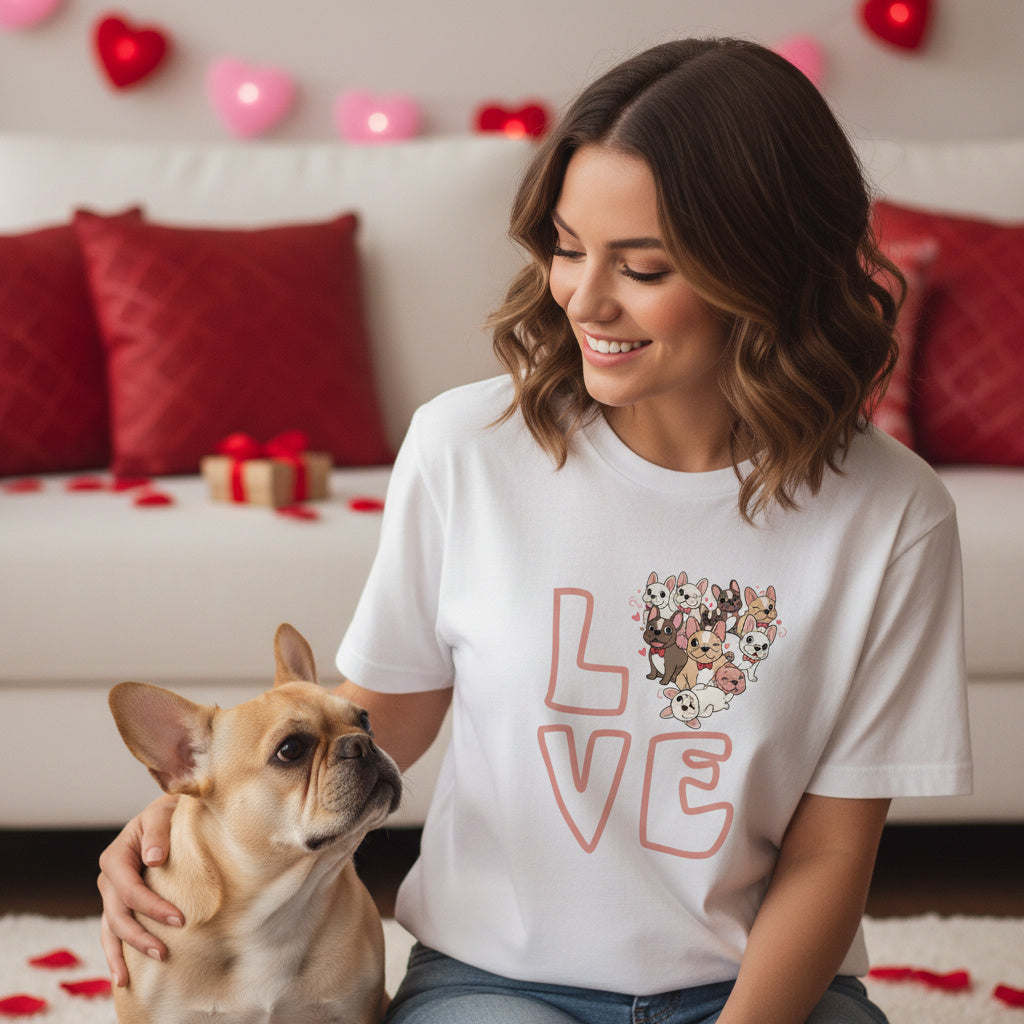 French Bulldog Valentine T-Shirt – Frenchie Love Dog Mom Tee