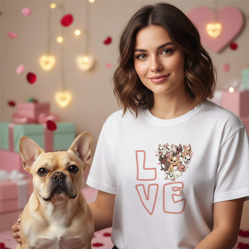 French Bulldog Valentine T-Shirt – Frenchie Love Dog Mom Tee