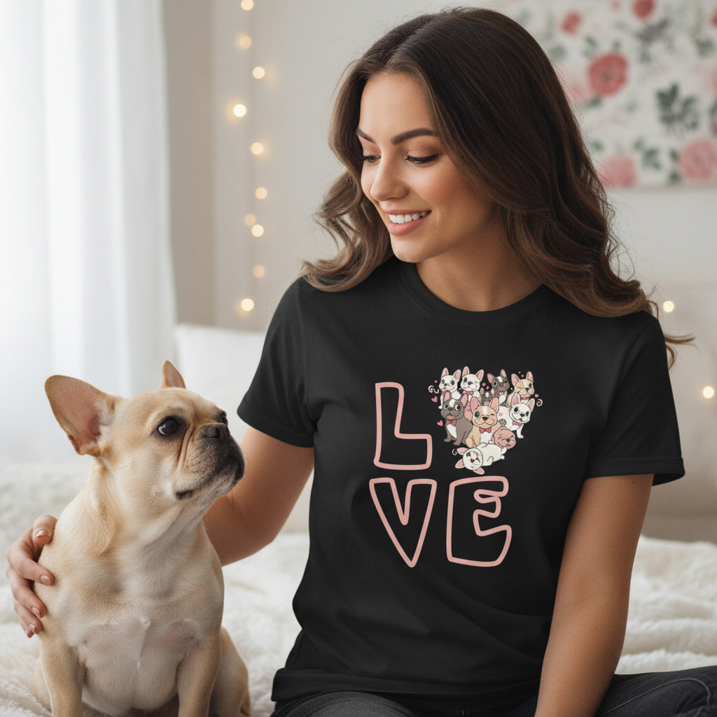French Bulldog Valentine T-Shirt – Frenchie Love Dog Mom Tee