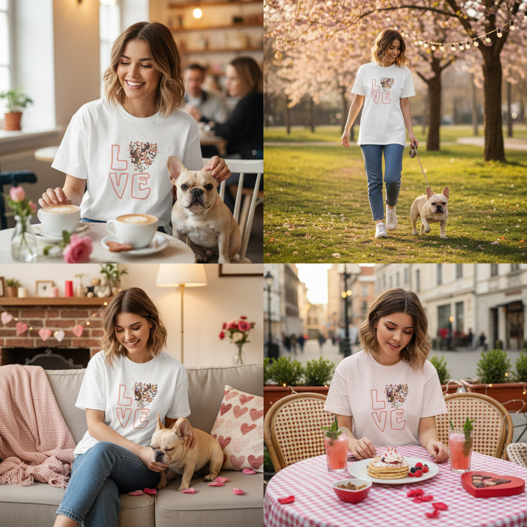French Bulldog Valentine T-Shirt – Frenchie Love Dog Mom Tee