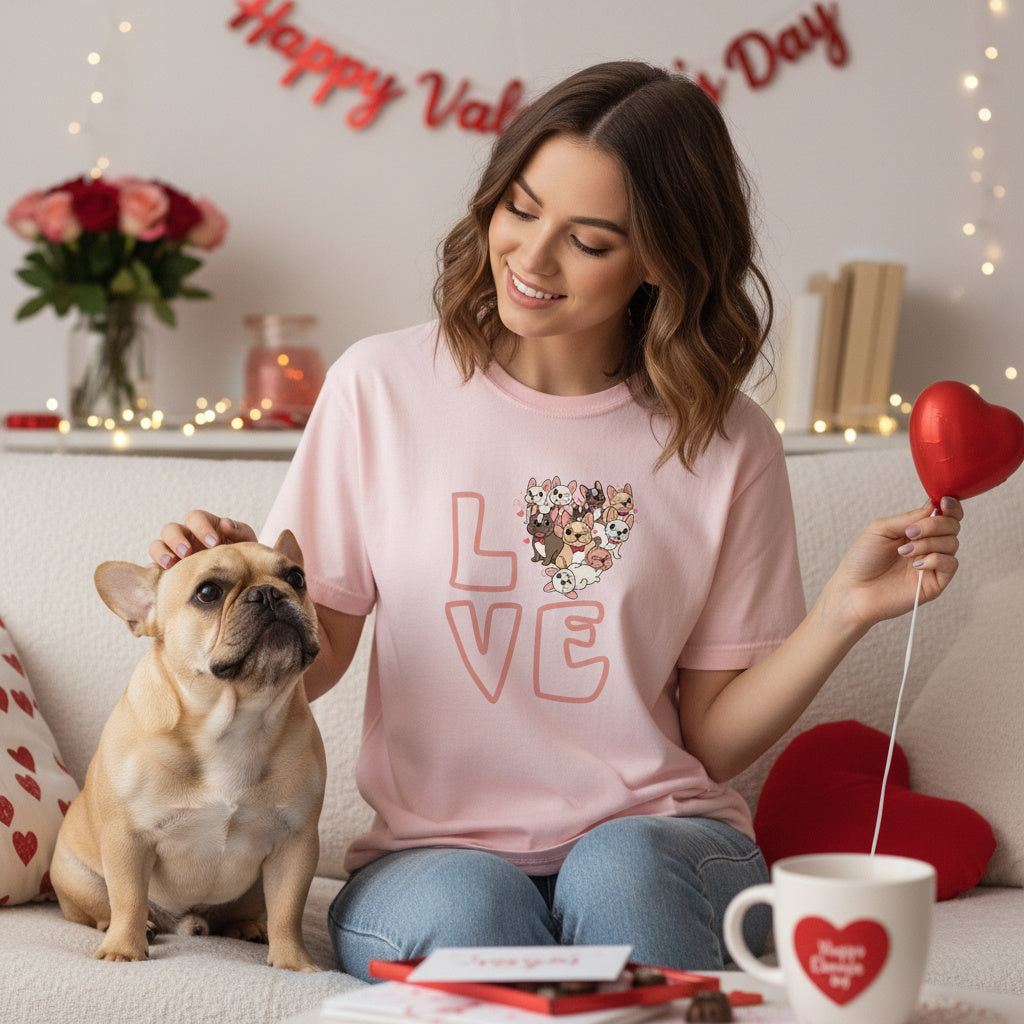French Bulldog Valentine T-Shirt – Frenchie Love Dog Mom Tee