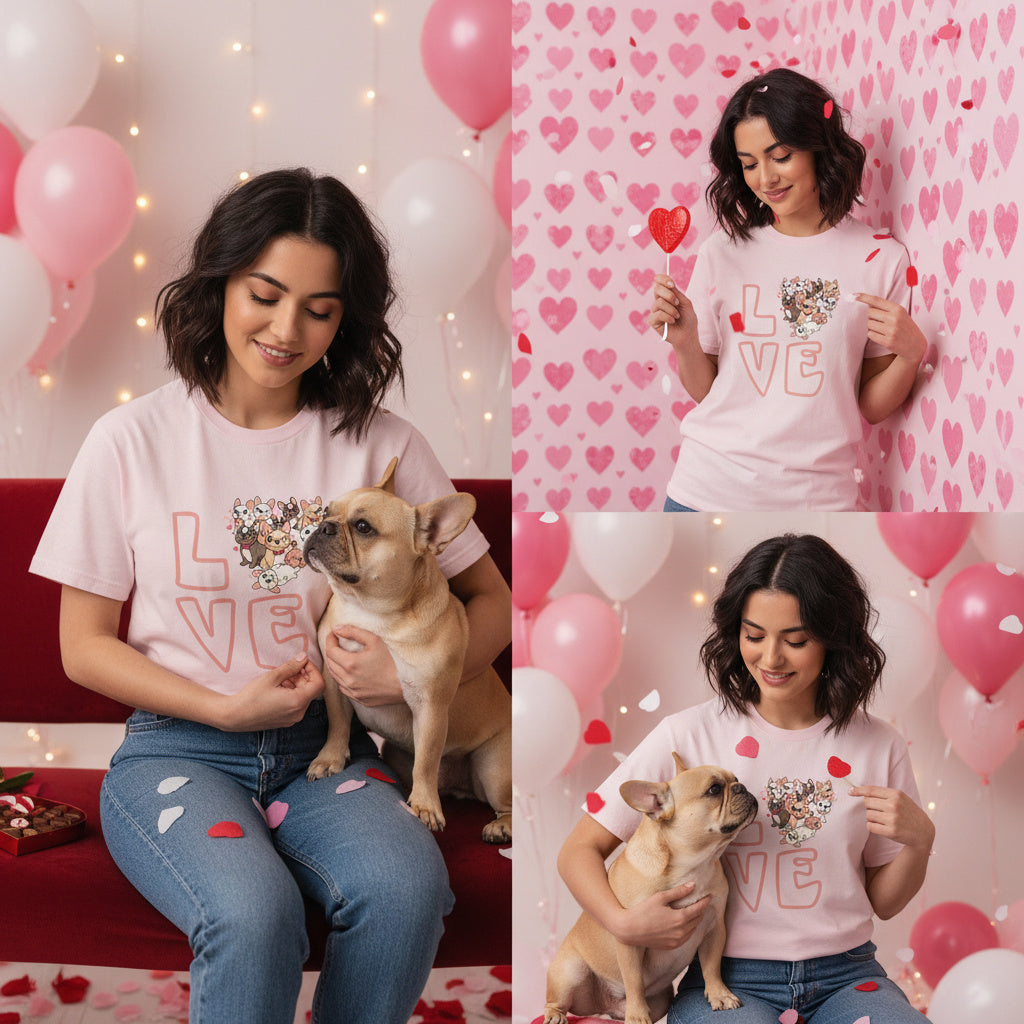 French Bulldog Valentine T-Shirt – Frenchie Love Dog Mom Tee