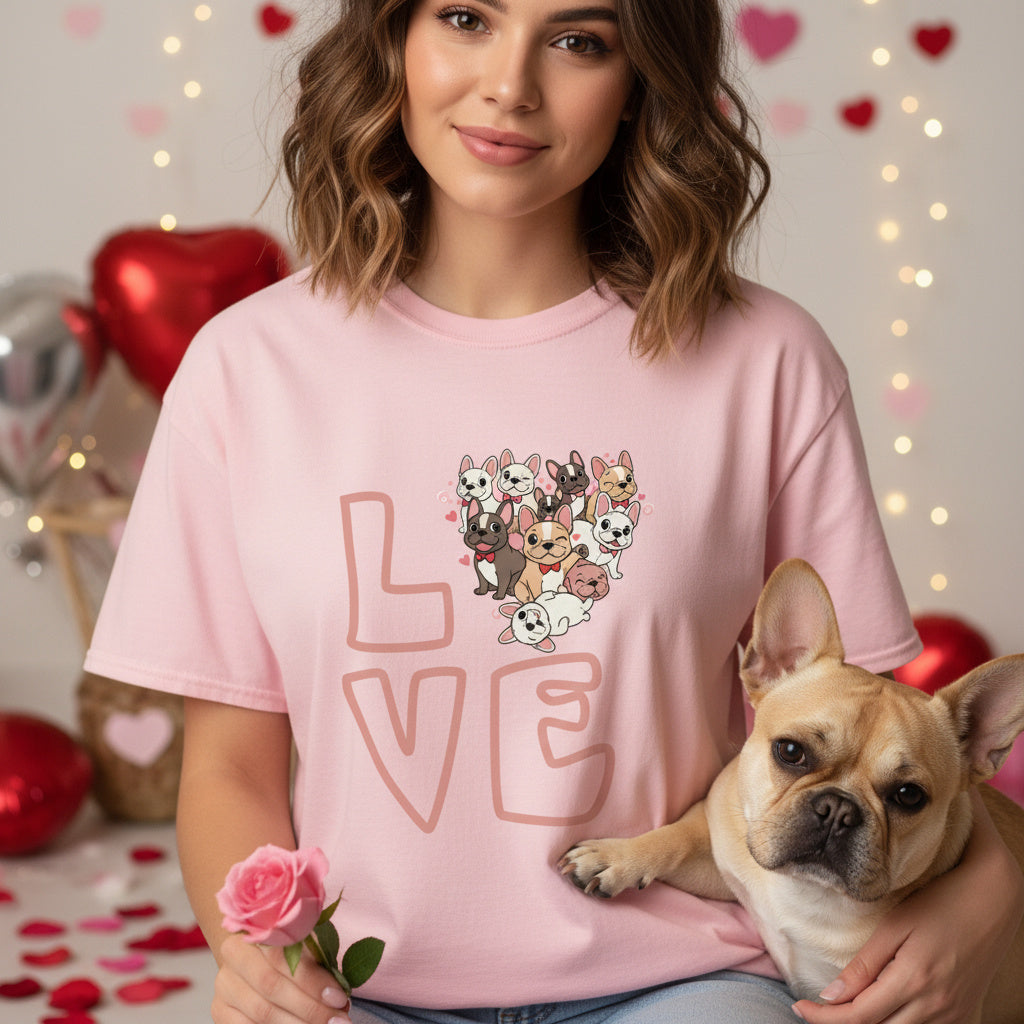 French Bulldog Valentine T-Shirt – Frenchie Love Dog Mom Tee