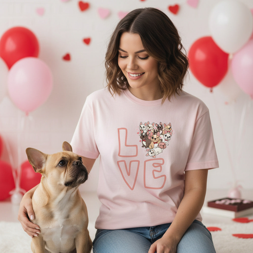 French Bulldog Valentine T-Shirt – Frenchie Love Dog Mom Tee