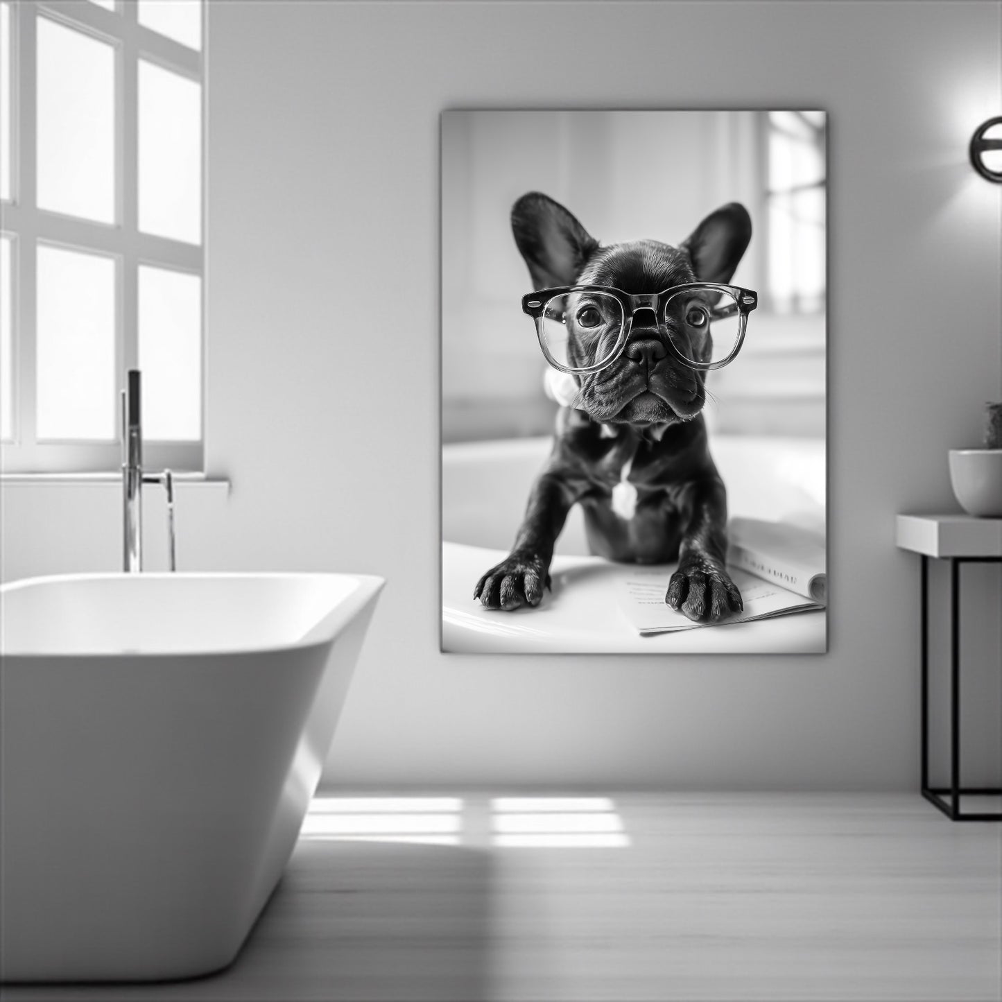 Funny French Bulldog Print: Bathroom Wall Art, Gift for Dog Lovers (A2 Size)