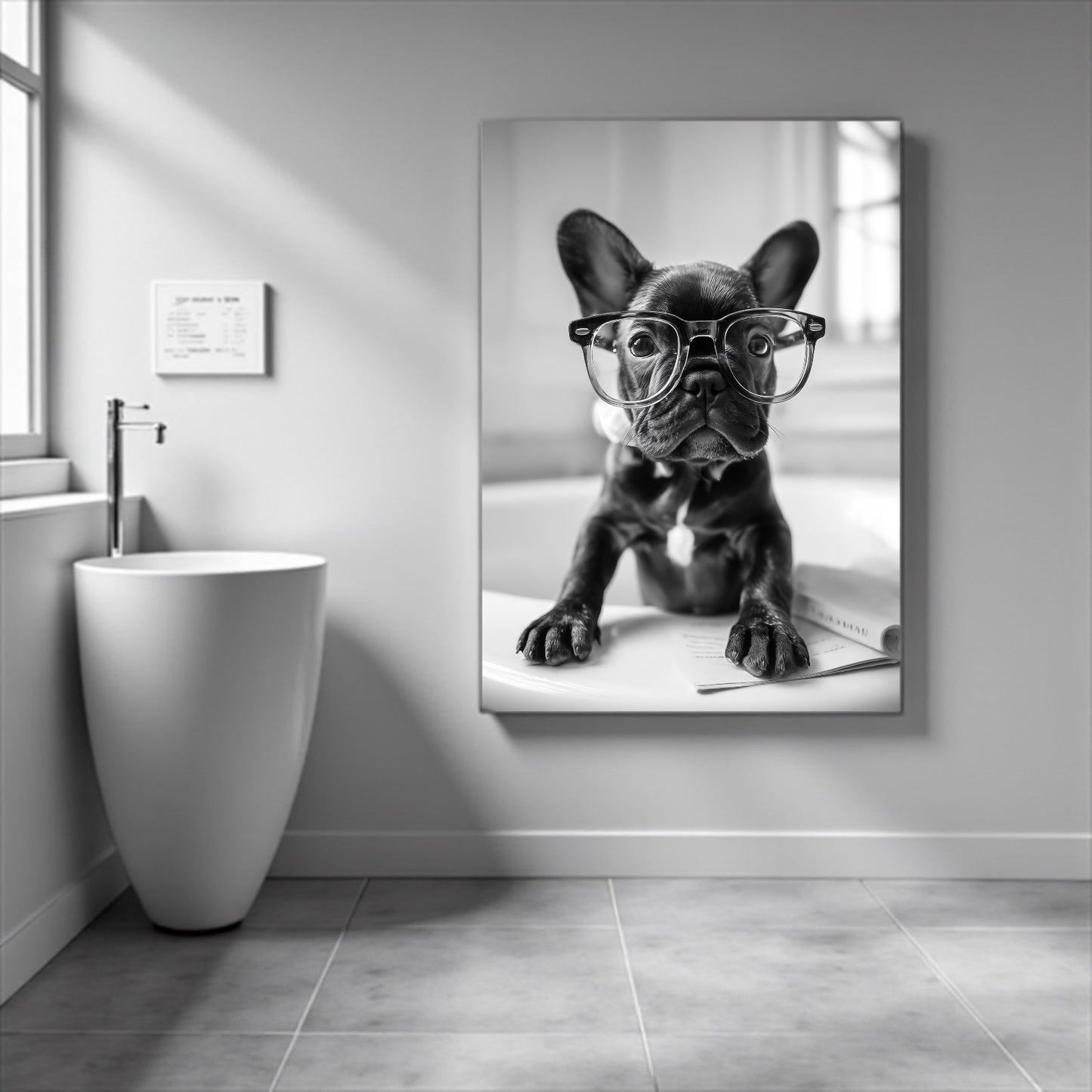 Funny French Bulldog Print: Bathroom Wall Art, Gift for Dog Lovers (A2 Size)