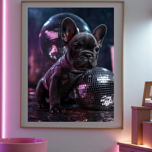 French Bulldog Art Print: Pastel Frenchie Poster, Minimalist Home Decor