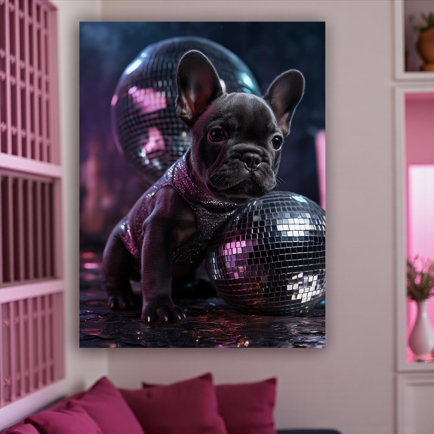 French Bulldog Art Print: Pastel Frenchie Poster, Minimalist Home Decor
