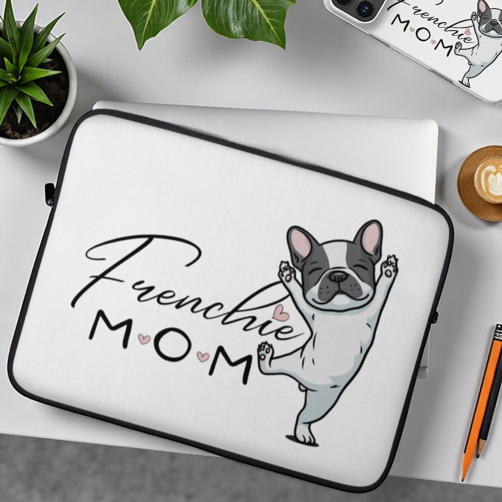 Frenchie Mom Laptop Sleeve: French Bulldog Padded Computer Case