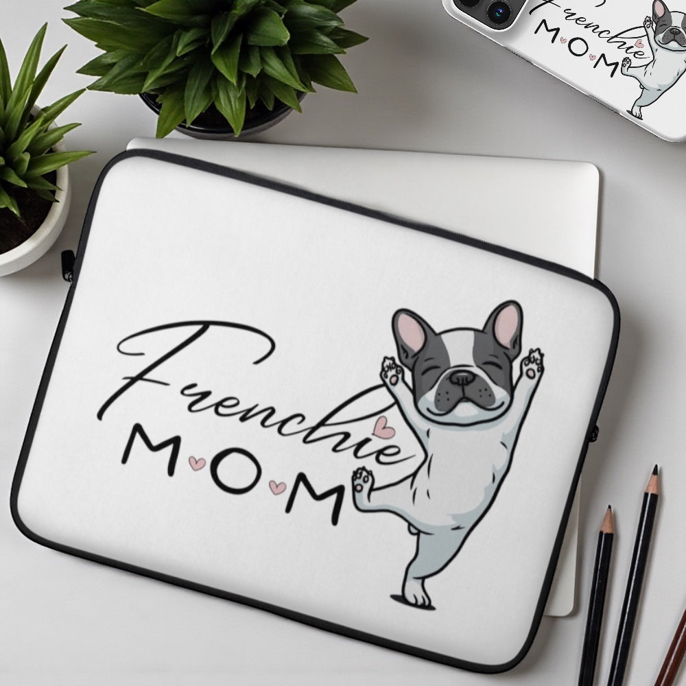 Frenchie Mom Laptop Sleeve: French Bulldog Padded Computer Case