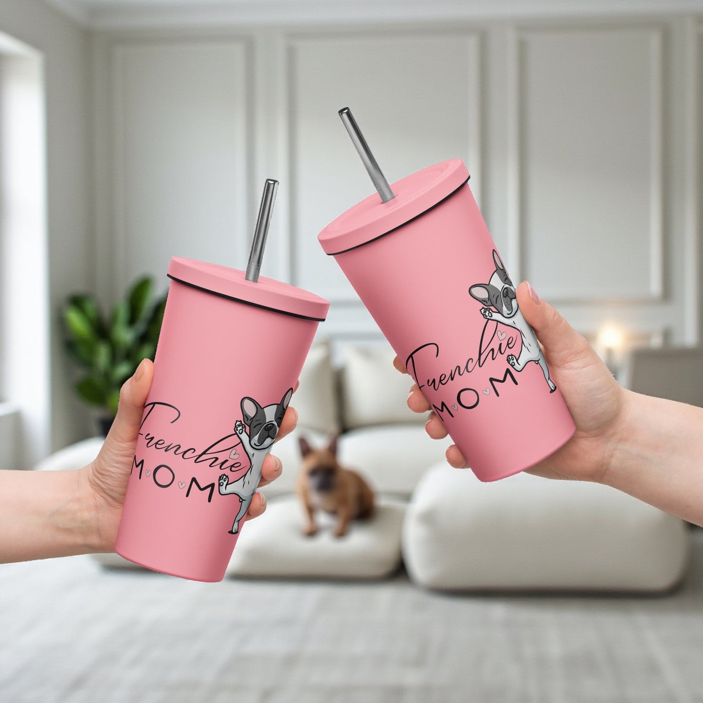French Bulldog Mom Tumbler: 20oz Insulated Stainless Steel Travel Mug
