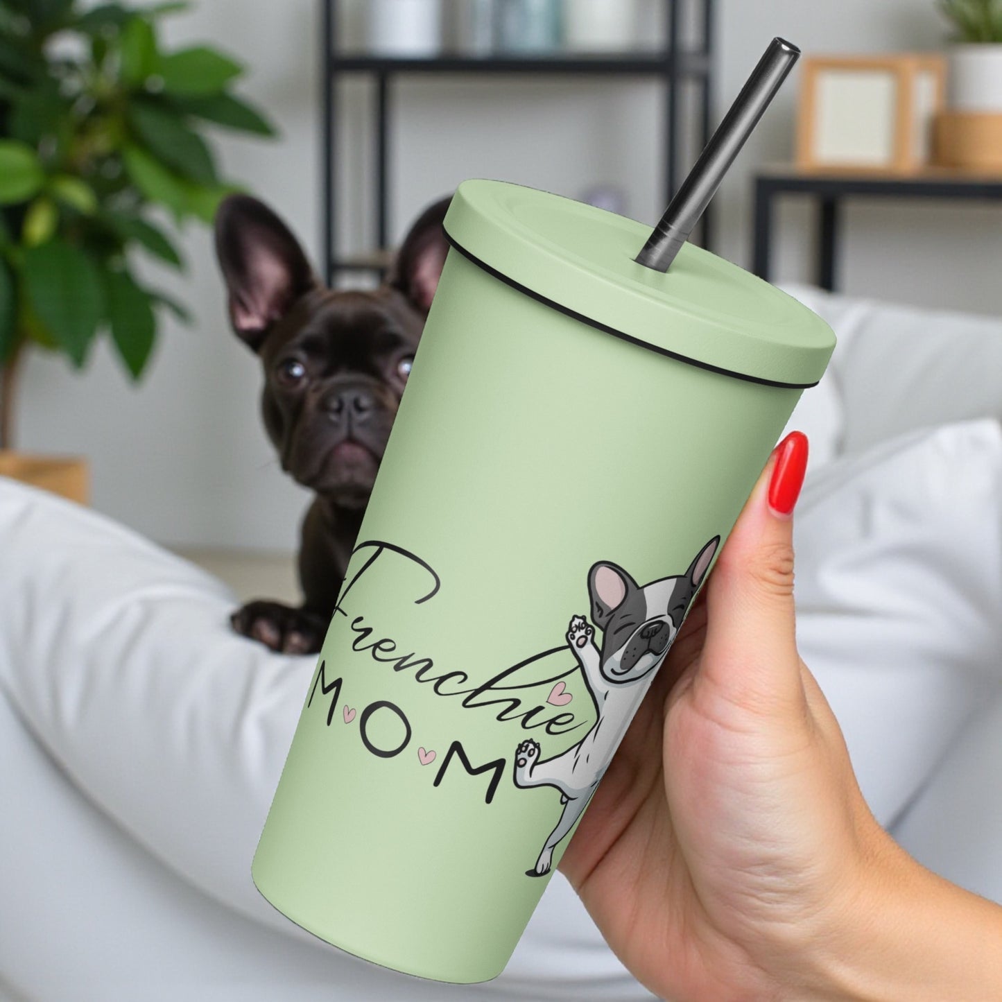 French Bulldog Mom Tumbler: 20oz Insulated Stainless Steel Travel Mug
