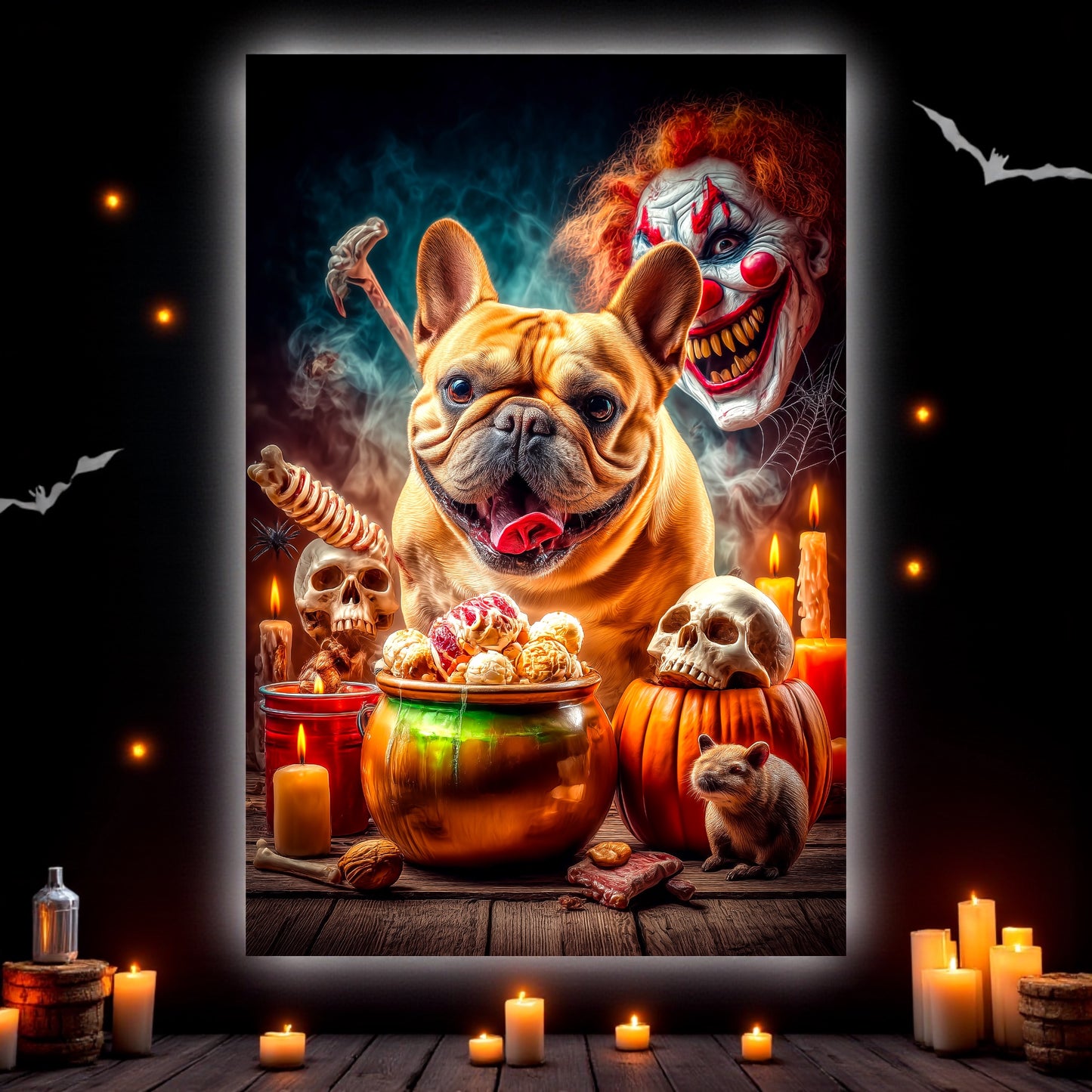 French Bulldog Halloween Poster: Spooky Gothic Home Decor A2 Print
