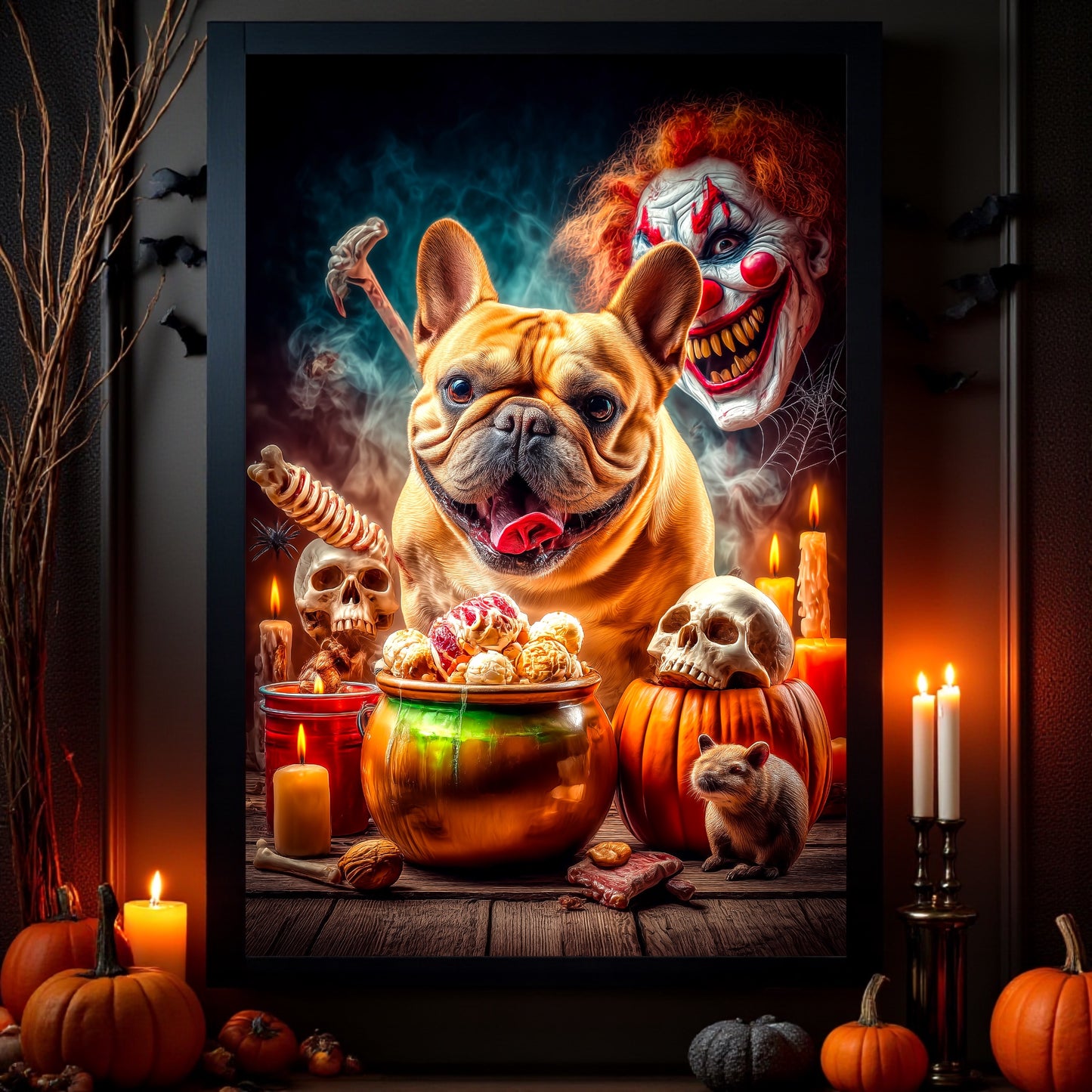 French Bulldog Halloween Poster: Spooky Gothic Home Decor A2 Print
