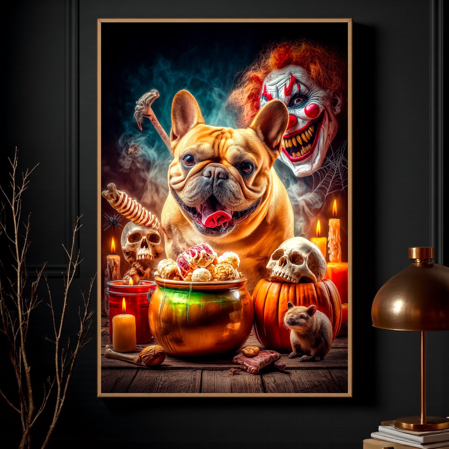 French Bulldog Halloween Poster: Spooky Gothic Home Decor A2 Print