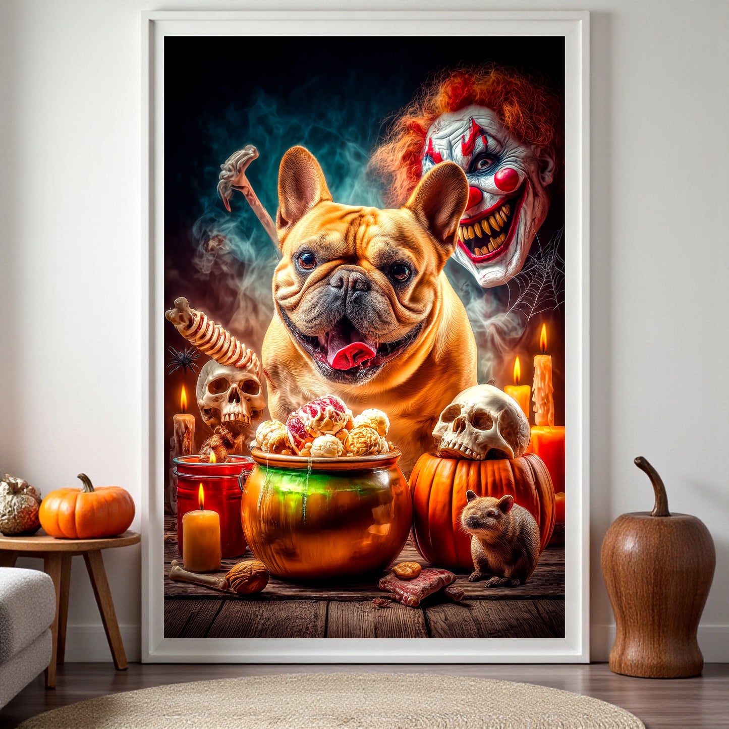 French Bulldog Halloween Poster: Spooky Gothic Home Decor A2 Print