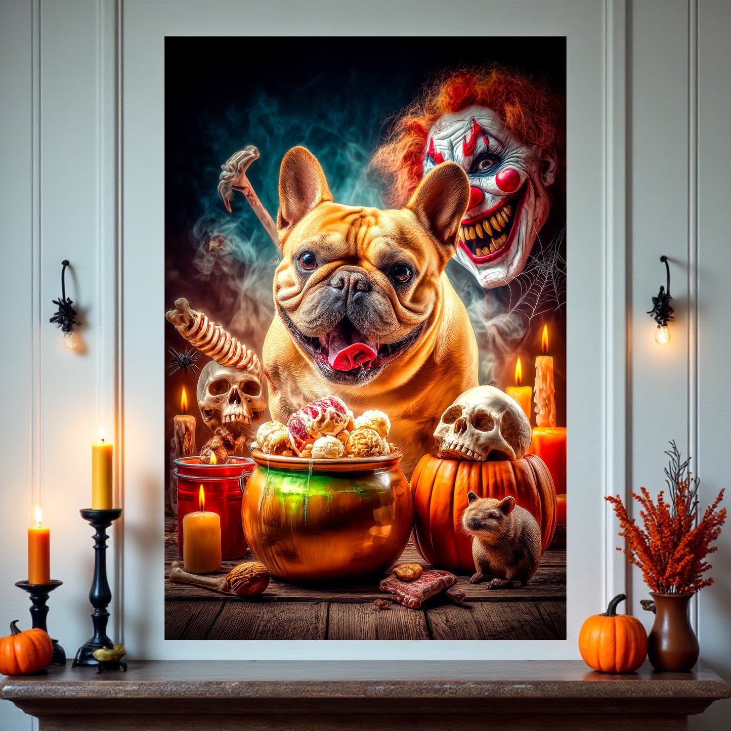 French Bulldog Halloween Poster: Spooky Gothic Home Decor A2 Print