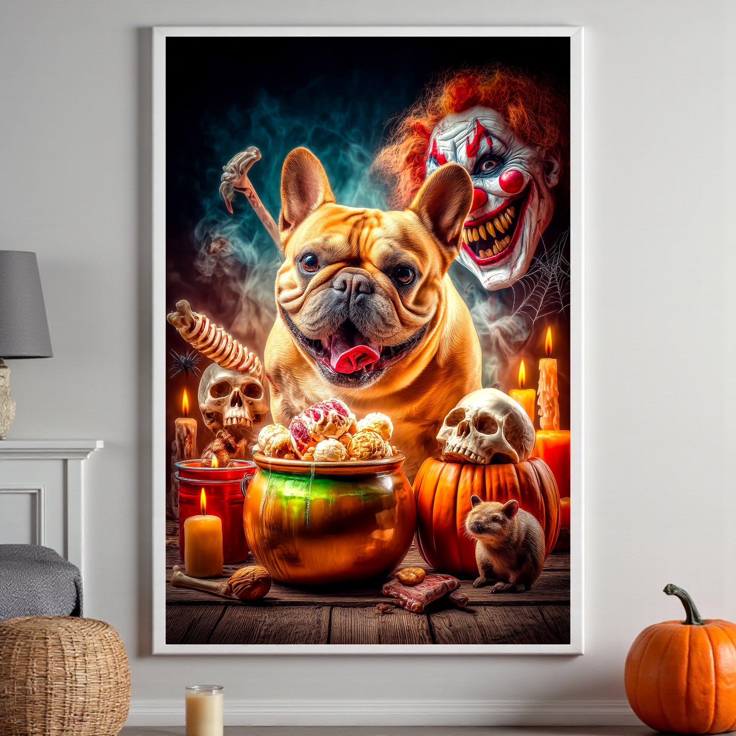 French Bulldog Halloween Poster: Spooky Gothic Home Decor A2 Print