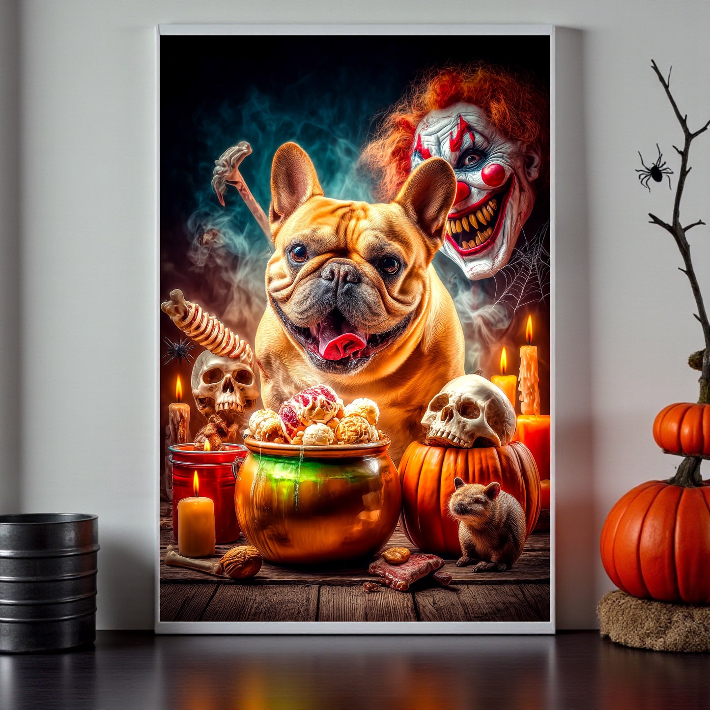French Bulldog Halloween Poster: Spooky Gothic Home Decor A2 Print