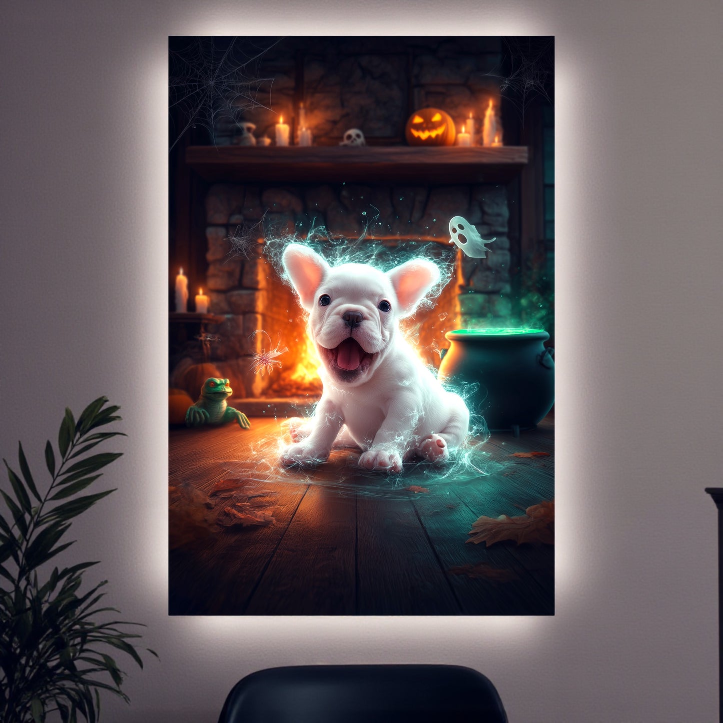 French Bulldog Halloween Poster: Spooky Frenchie Ghost Print