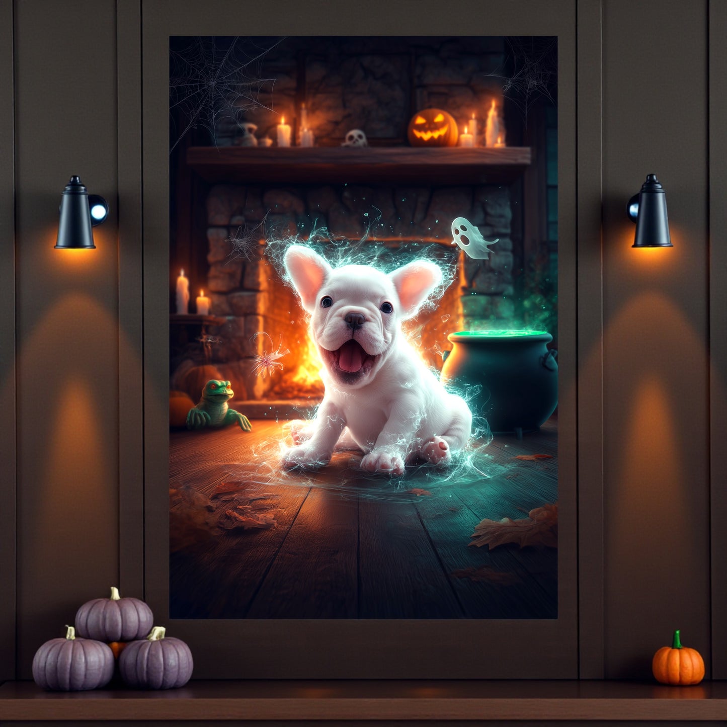 French Bulldog Halloween Poster: Spooky Frenchie Ghost Print