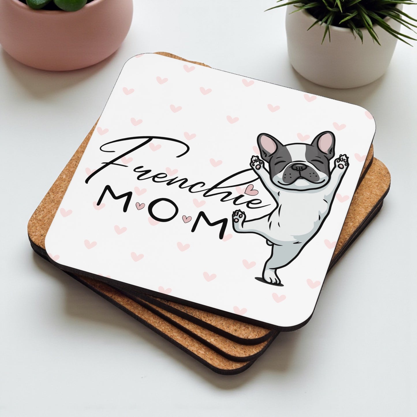 French Bulldog Mom Coaster – Cute Frenchie Dog Lover Gift | Drink Coaster for Coffee & Tea | Dog Mom Home and Kitchen Decor