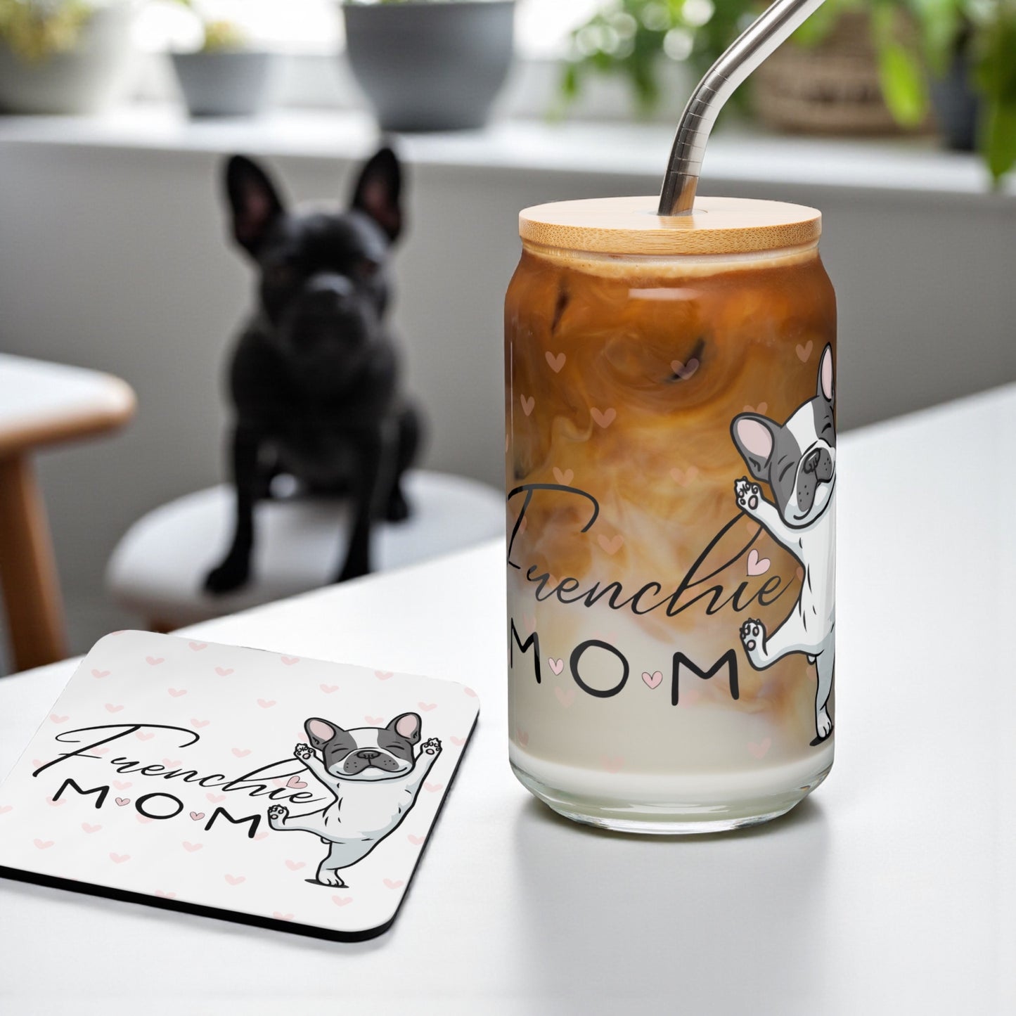 French Bulldog Mom Coaster – Cute Frenchie Dog Lover Gift | Drink Coaster for Coffee & Tea | Dog Mom Home and Kitchen Decor