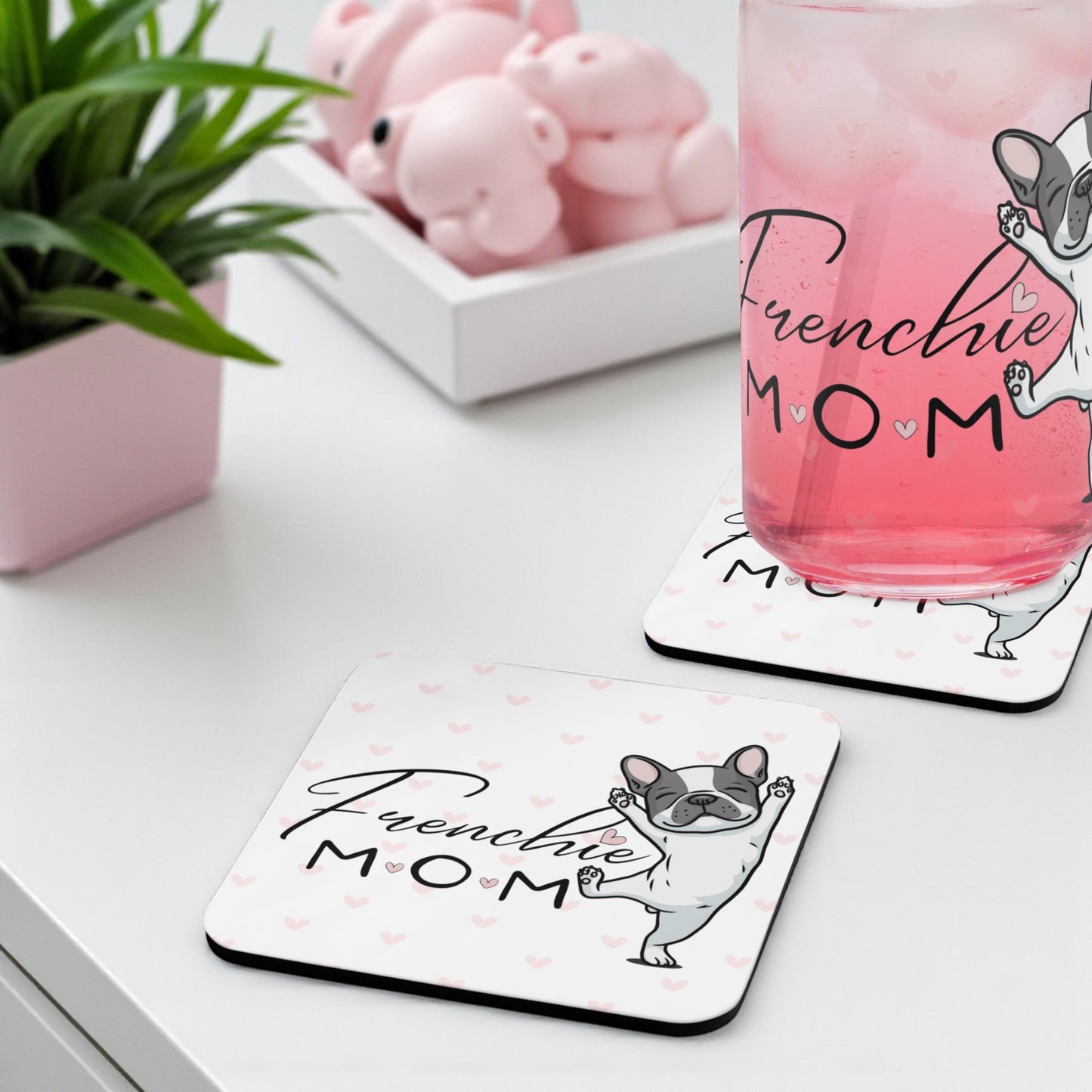 French Bulldog Mom Coaster – Cute Frenchie Dog Lover Gift | Drink Coaster for Coffee & Tea | Dog Mom Home and Kitchen Decor