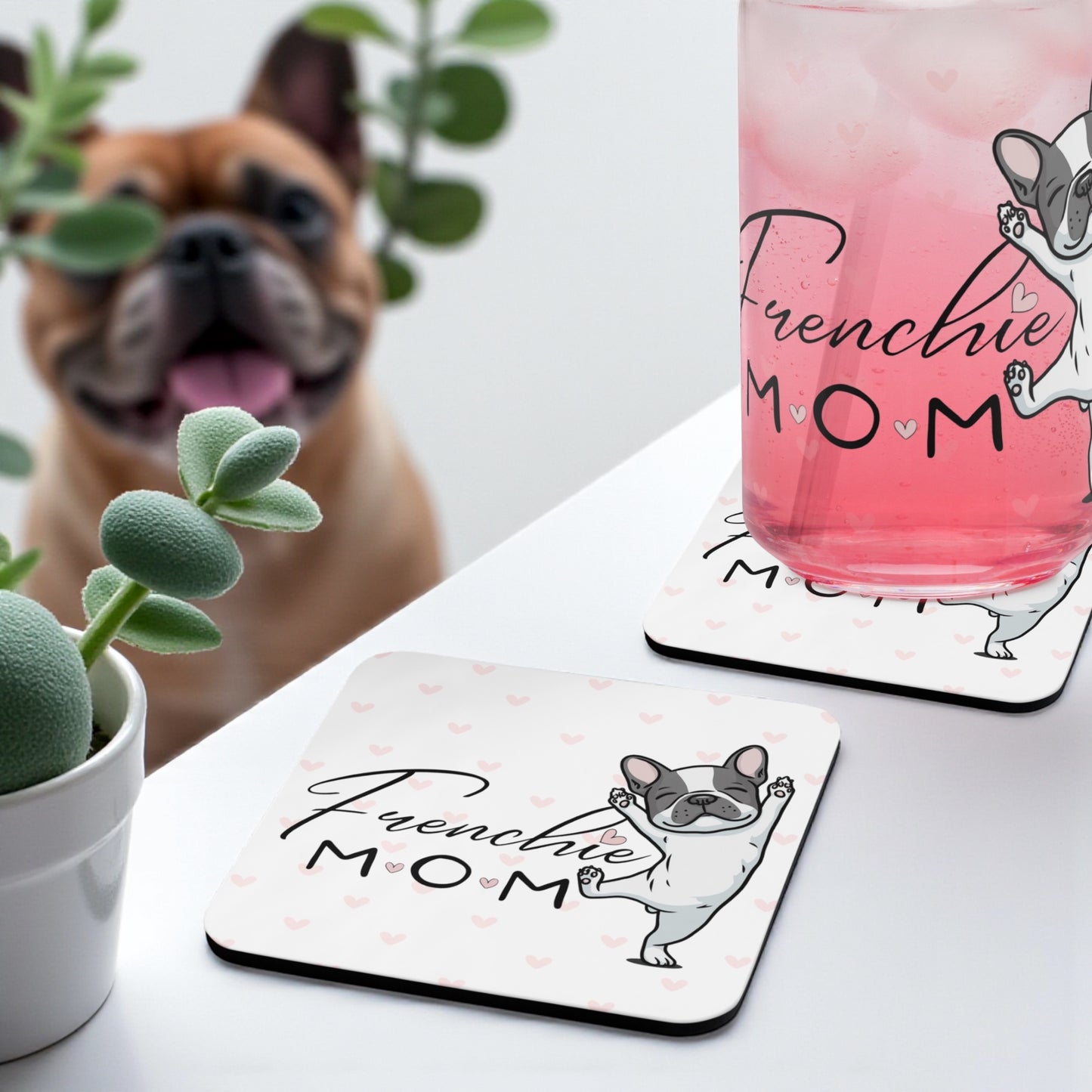 French Bulldog Mom Coaster – Cute Frenchie Dog Lover Gift | Drink Coaster for Coffee & Tea | Dog Mom Home and Kitchen Decor