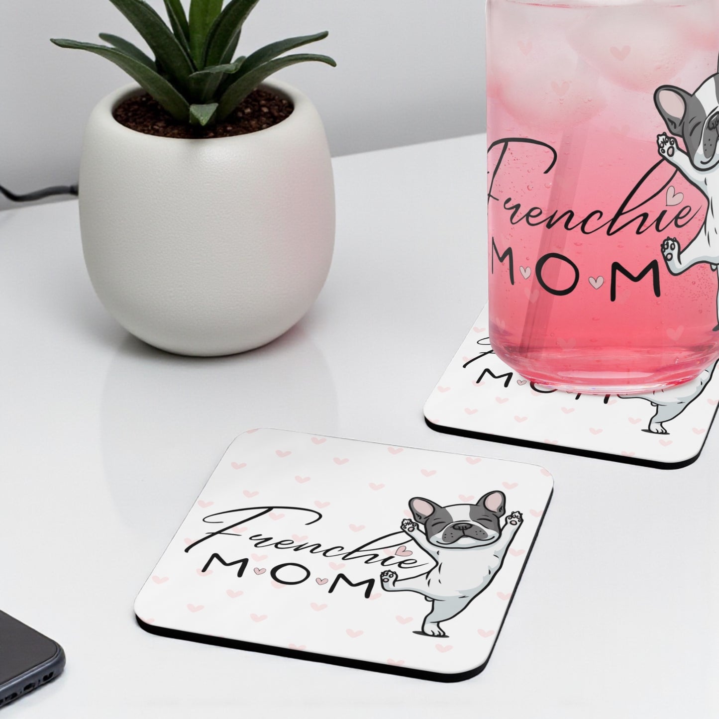 French Bulldog Mom Coaster – Cute Frenchie Dog Lover Gift | Drink Coaster for Coffee & Tea | Dog Mom Home and Kitchen Decor