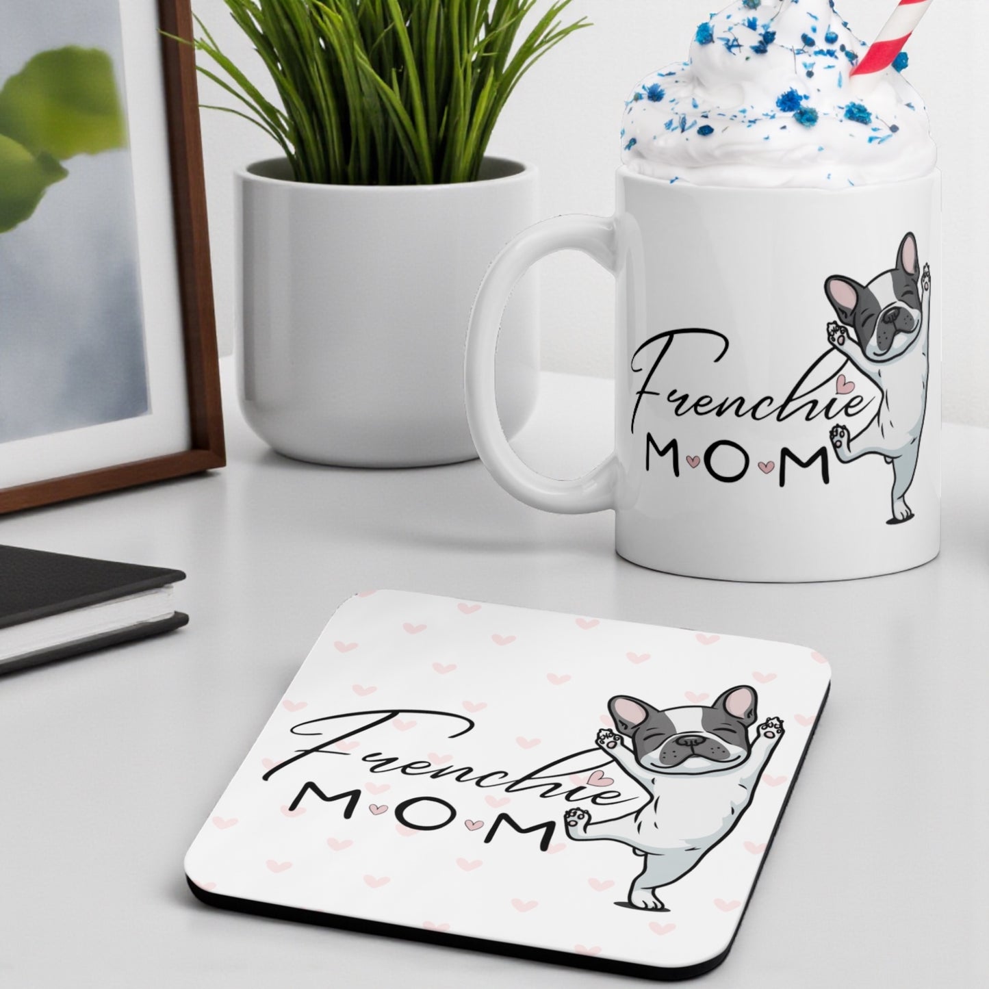 French Bulldog Mom Coaster – Cute Frenchie Dog Lover Gift | Drink Coaster for Coffee & Tea | Dog Mom Home and Kitchen Decor