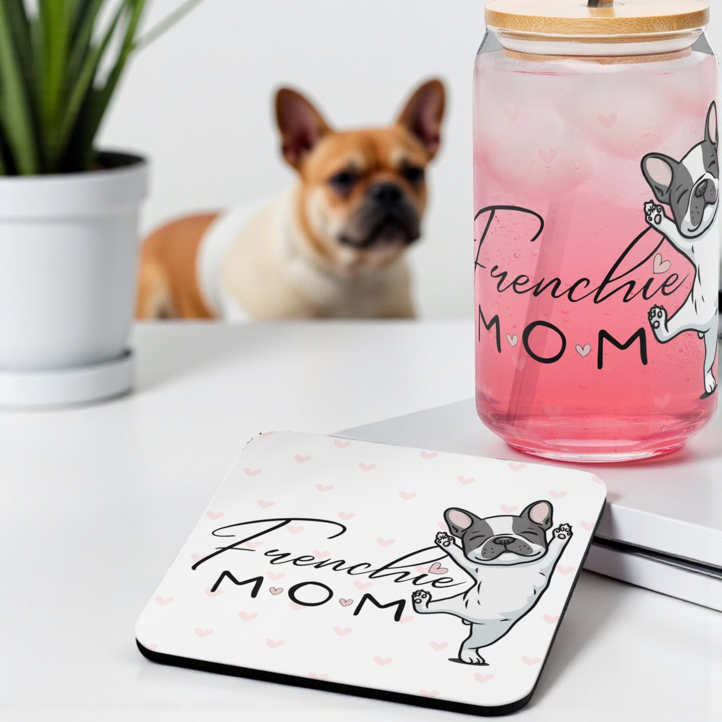 French Bulldog Mom Coaster – Cute Frenchie Dog Lover Gift | Drink Coaster for Coffee & Tea | Dog Mom Home and Kitchen Decor