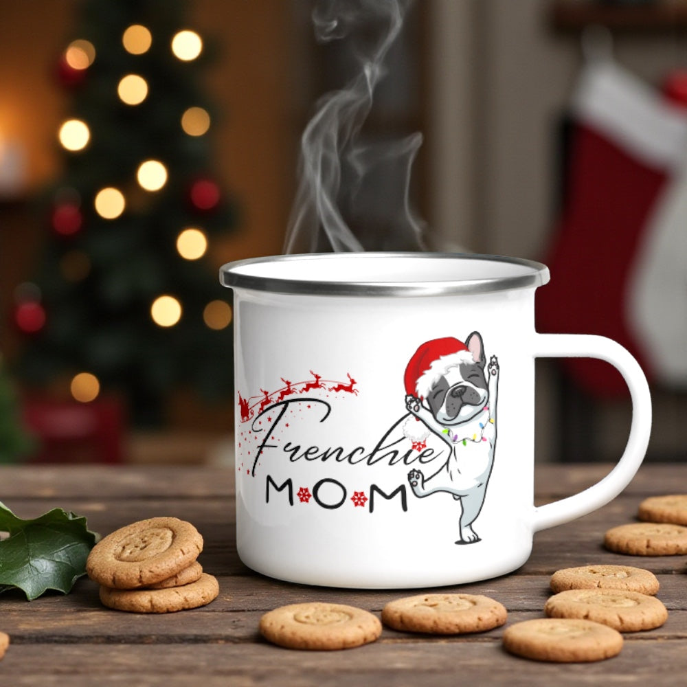 Frenchie Mom Christmas Camper Mug: French Bulldog Holiday Coffee Cup