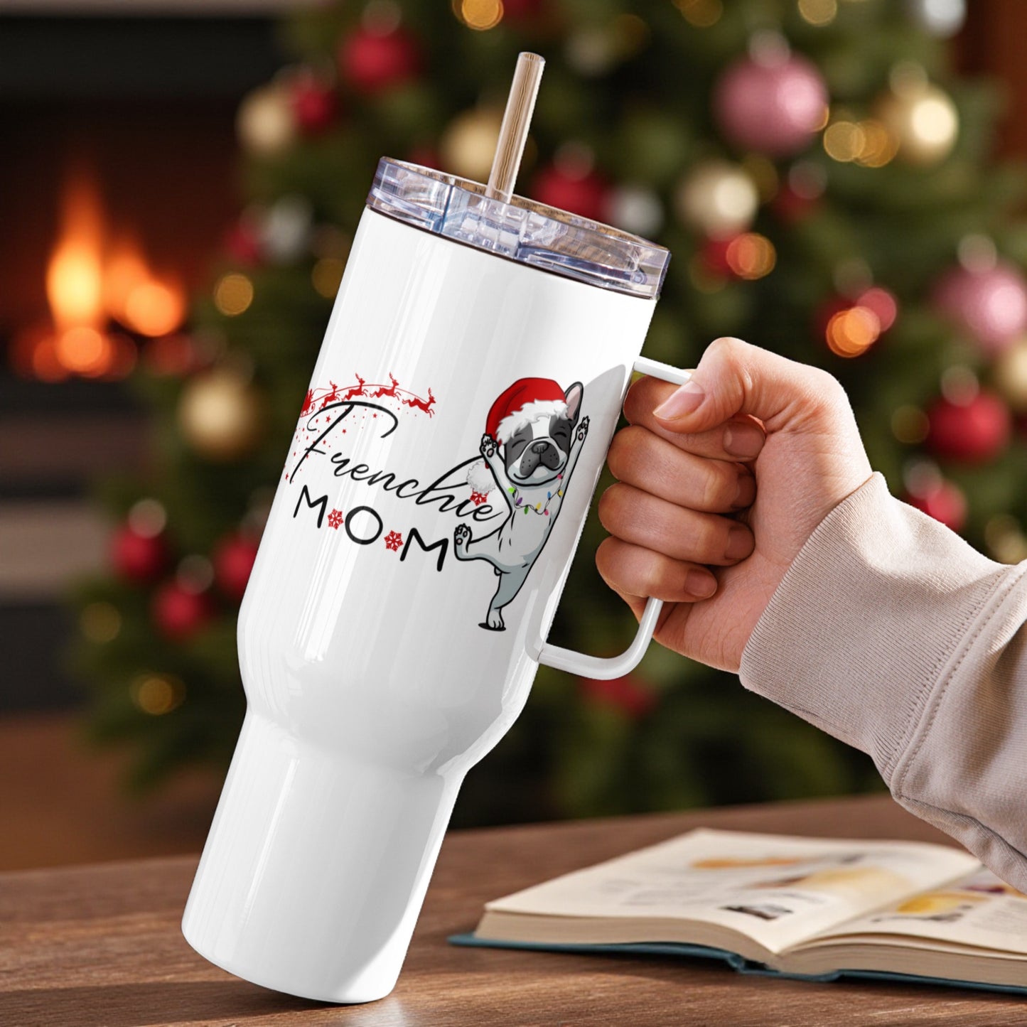 Frenchie Mom Christmas Tumbler: 25oz/40oz French Bulldog Travel Mug