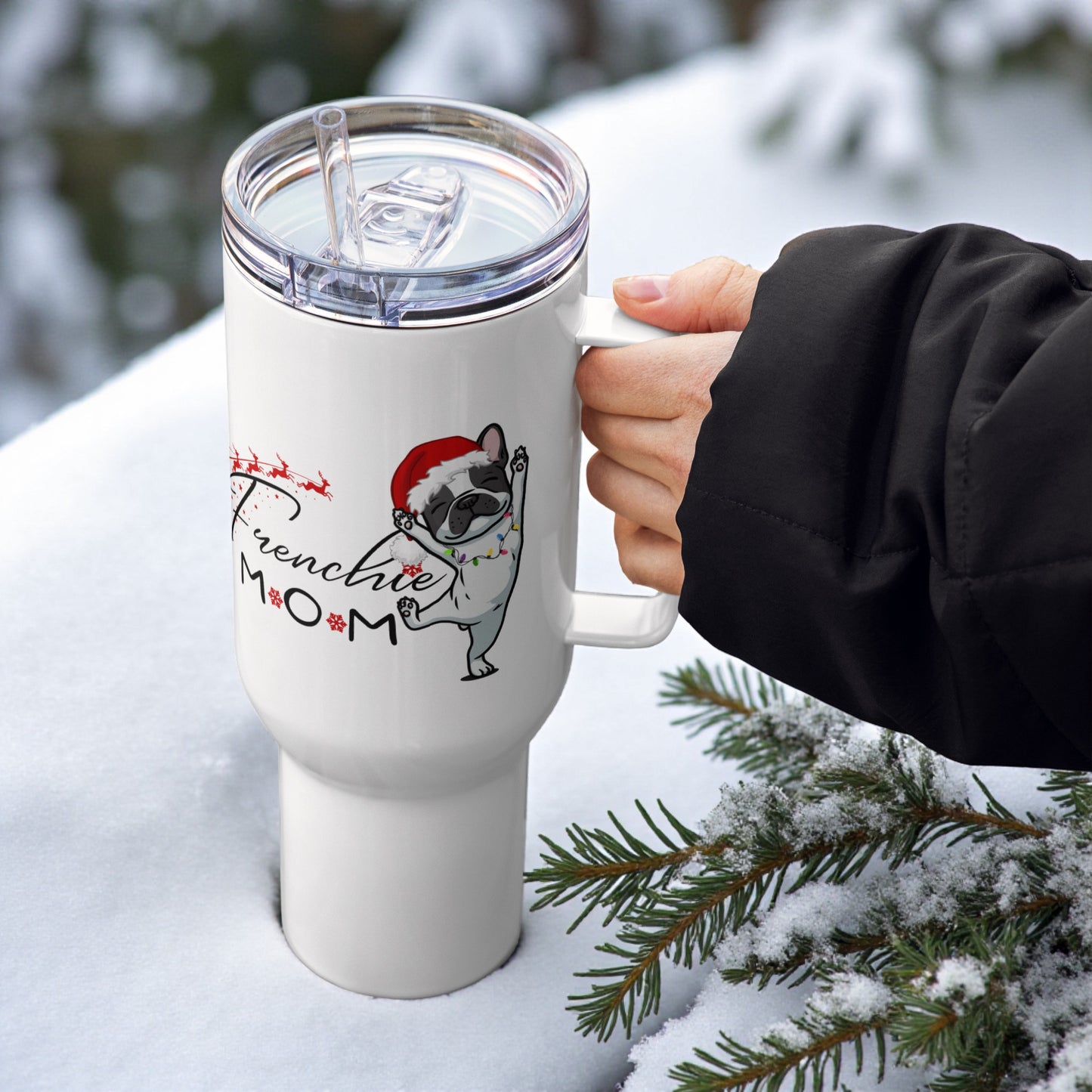 Frenchie Mom Christmas Tumbler: 25oz/40oz French Bulldog Travel Mug