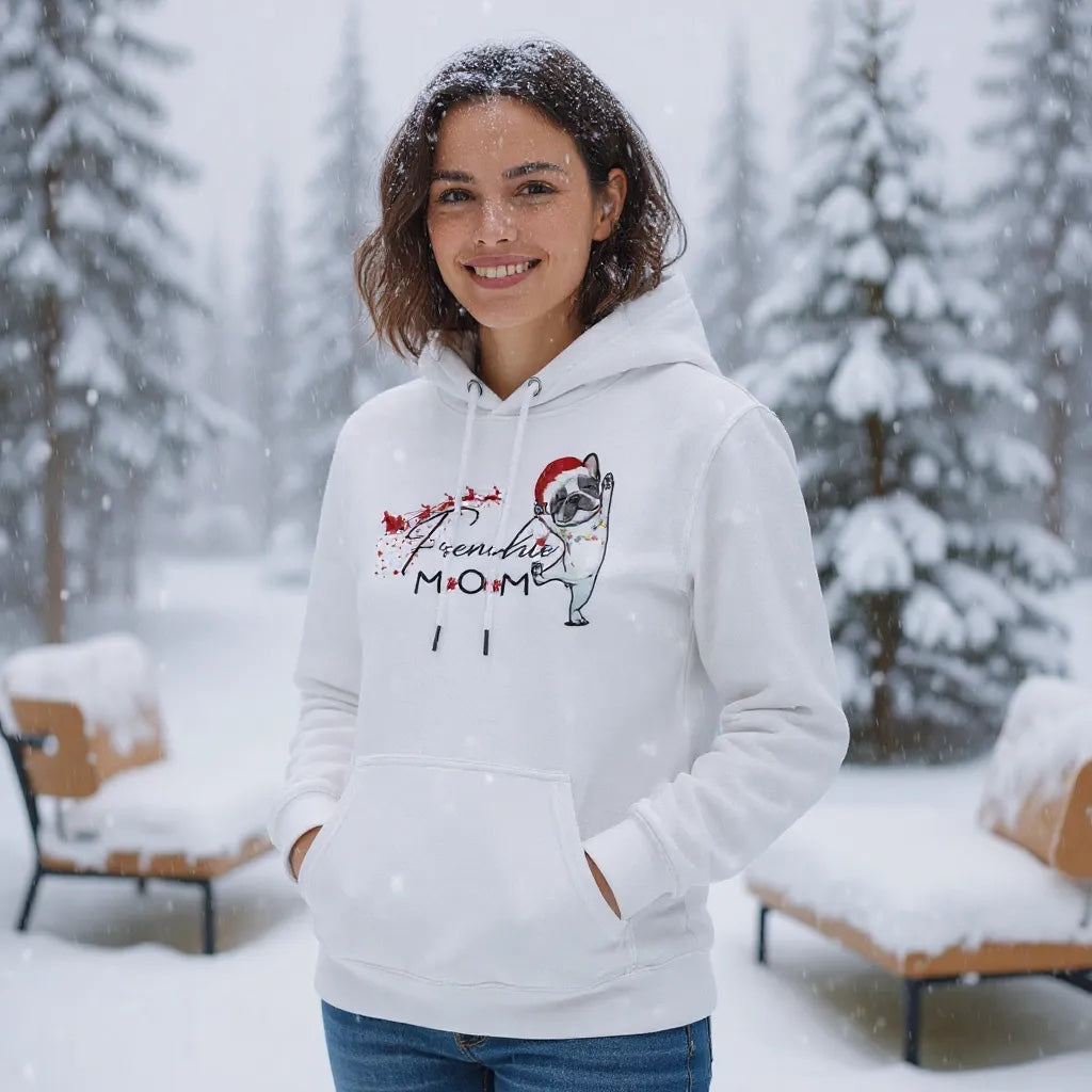 French Bulldog Mom Christmas Hoodie: Santa Hat Dog Sweatshirt