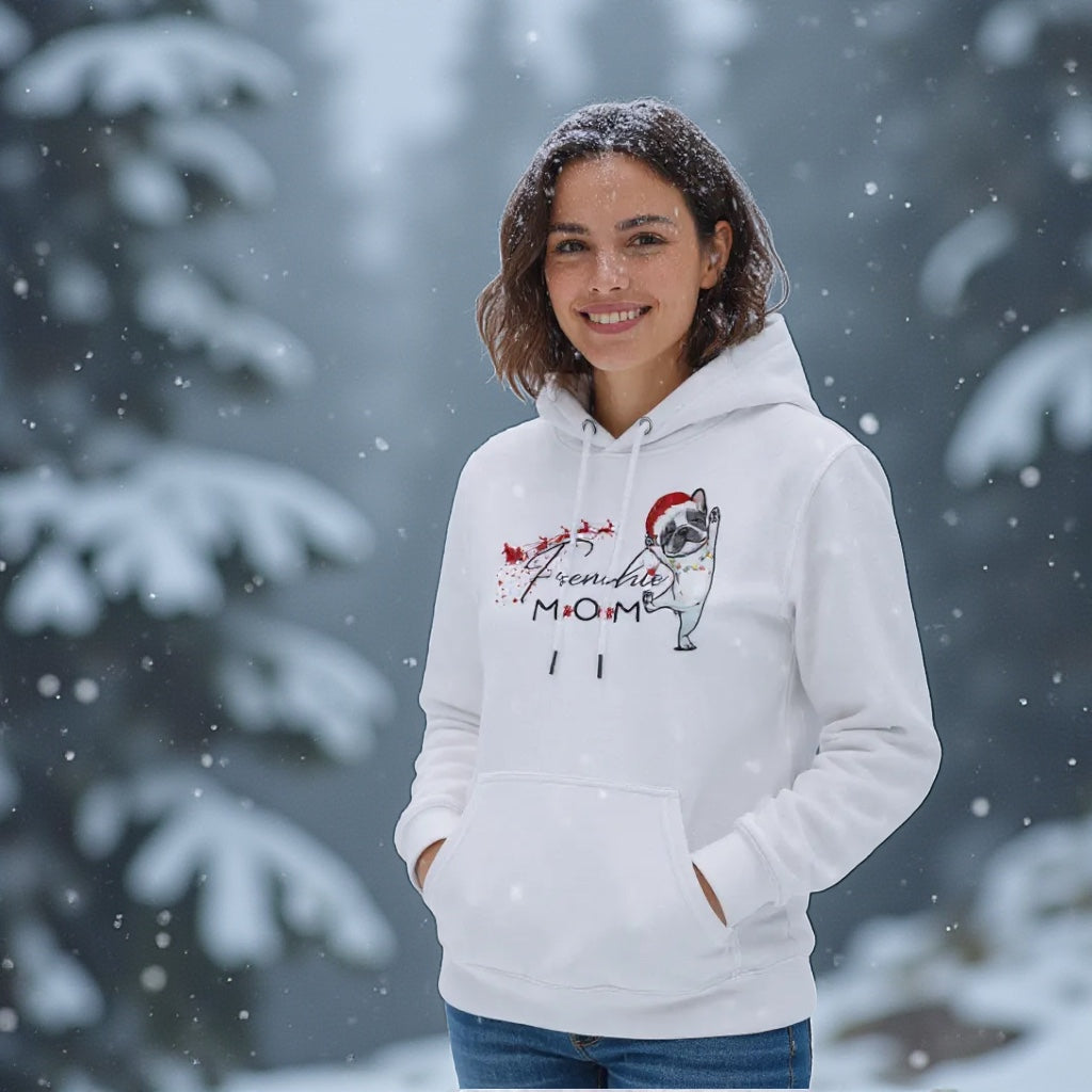 French Bulldog Mom Christmas Hoodie: Santa Hat Dog Sweatshirt
