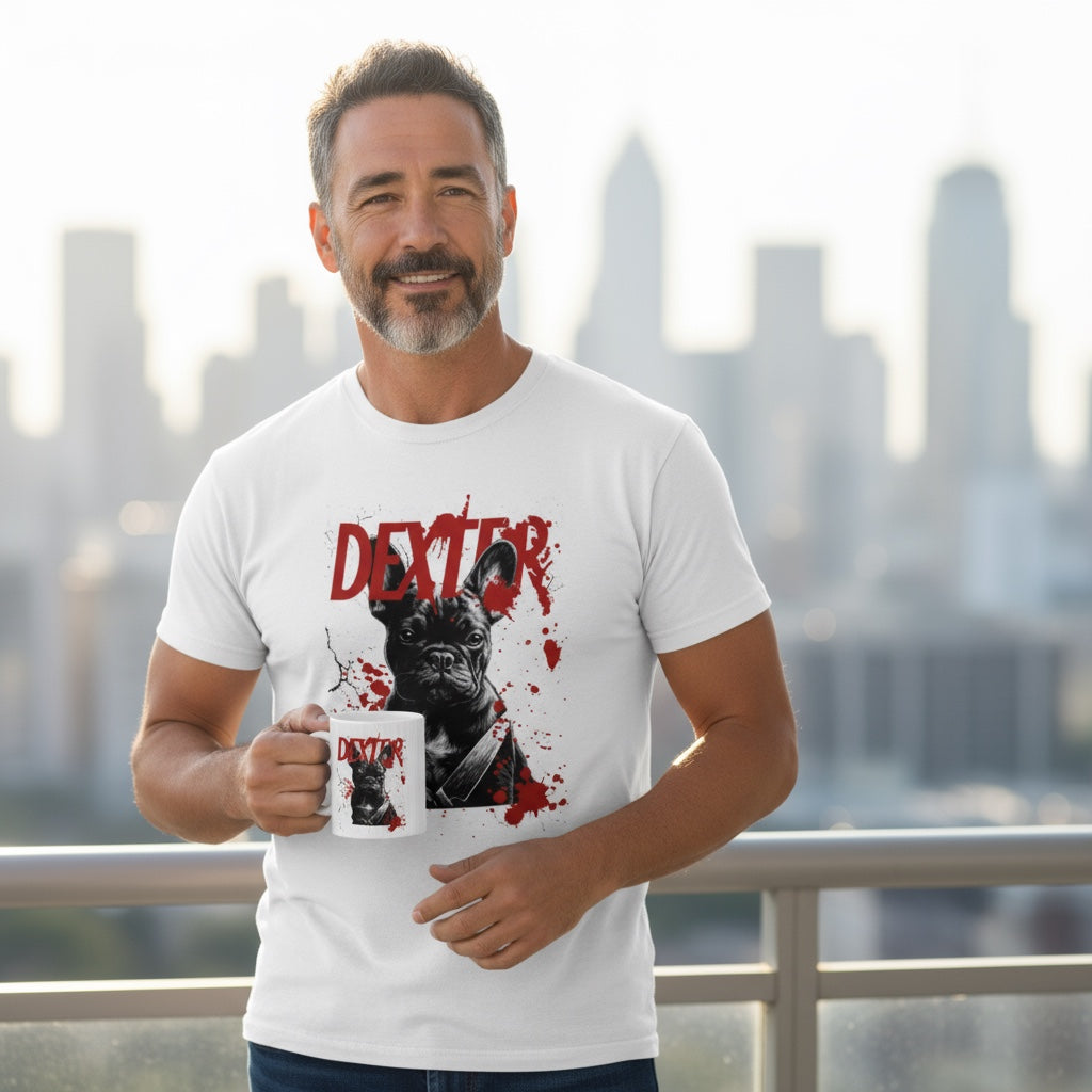 Dexter French Bulldog T-Shirt | Funny Dark Humor Dog Shirt | Frenchie Lover Unisex Tee | Killer Cute Gift for Pet Owners | Halloween Dog Shirt