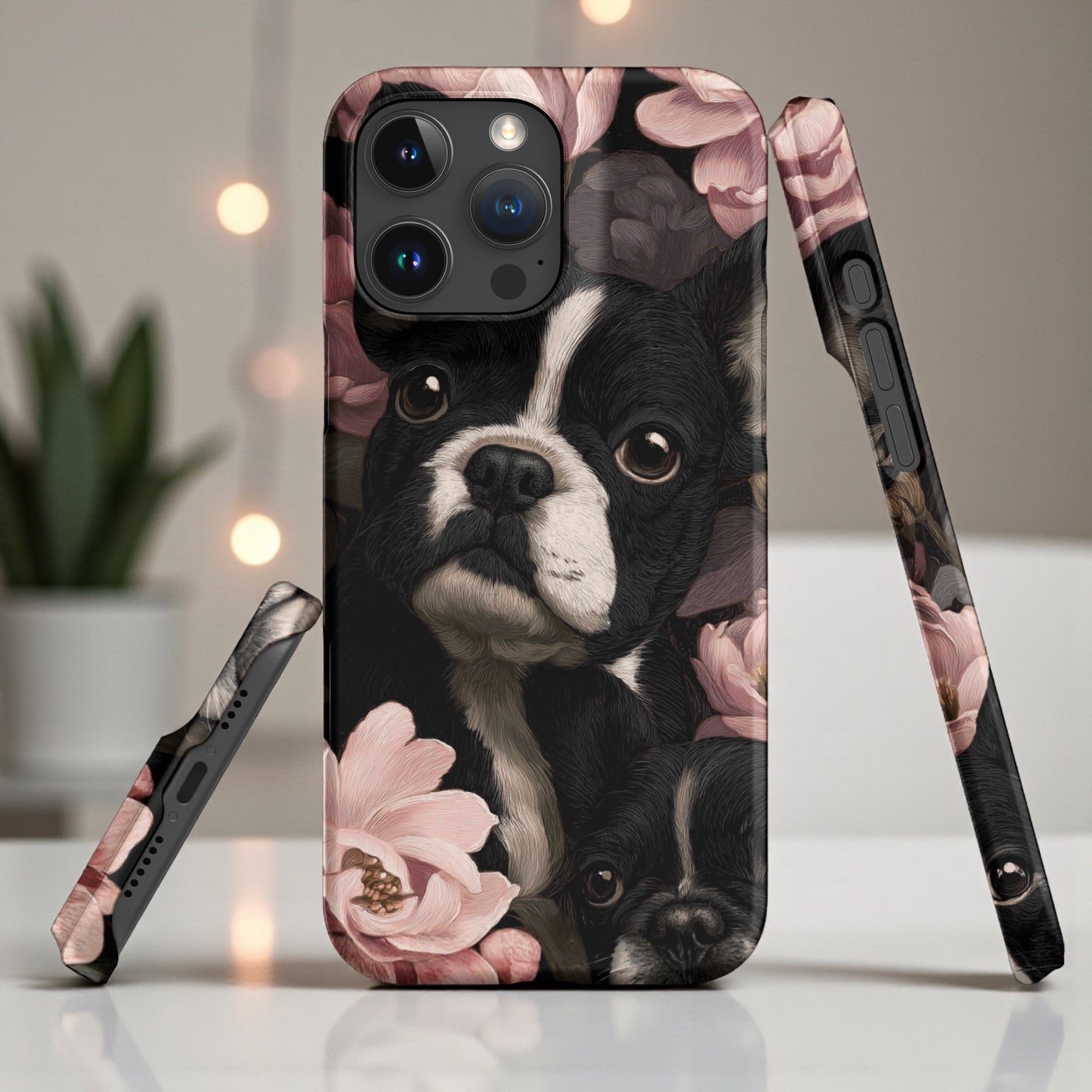 French Bulldog Floral iPhone® Case | Elegant Frenchie Dog Lover Gift | Protective Snap Phone Case | Aesthetic Pet Art Accessory for Frenchie Moms