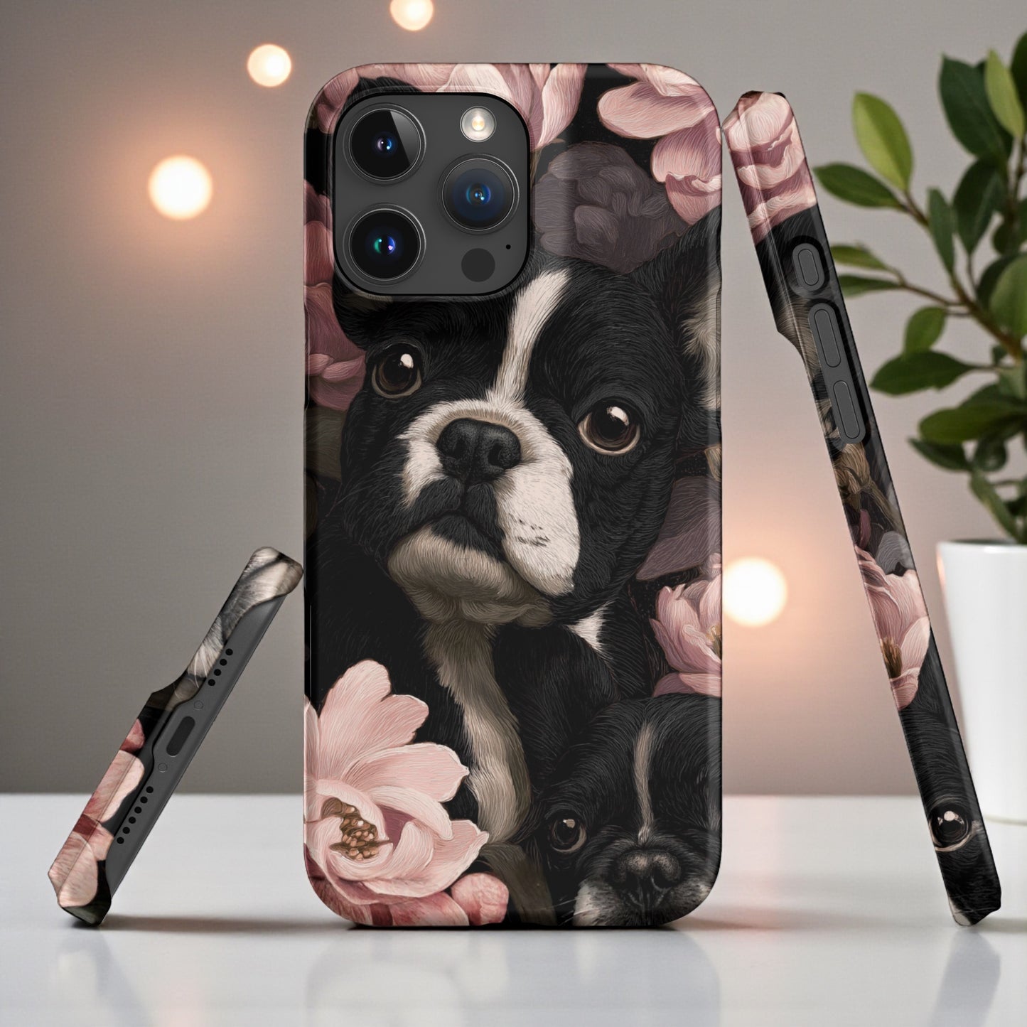 French Bulldog Floral iPhone® Case | Elegant Frenchie Dog Lover Gift | Protective Snap Phone Case | Aesthetic Pet Art Accessory for Frenchie Moms