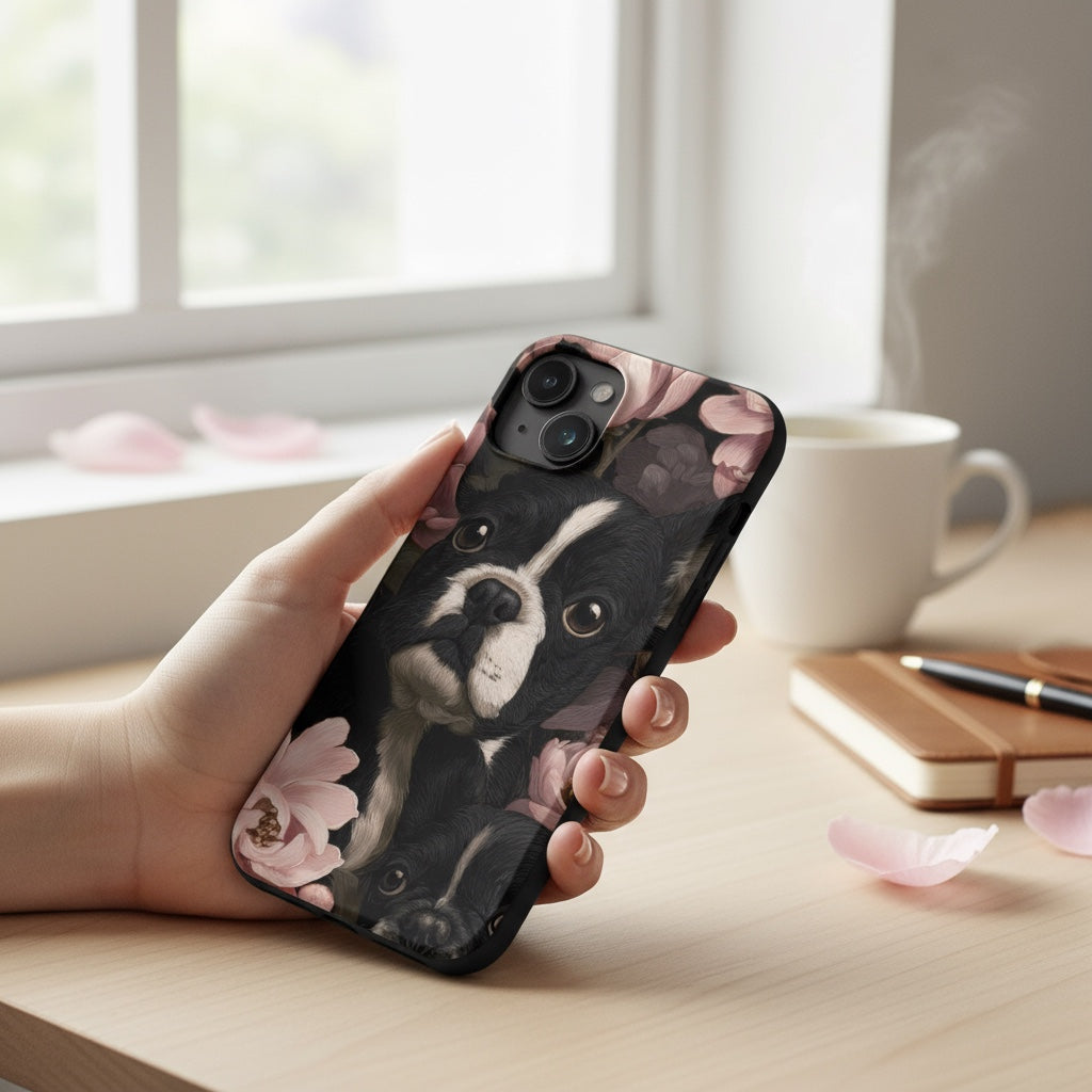 French Bulldog Floral iPhone® Case | Elegant Frenchie Dog Lover Gift | Protective Snap Phone Case | Aesthetic Pet Art Accessory for Frenchie Moms
